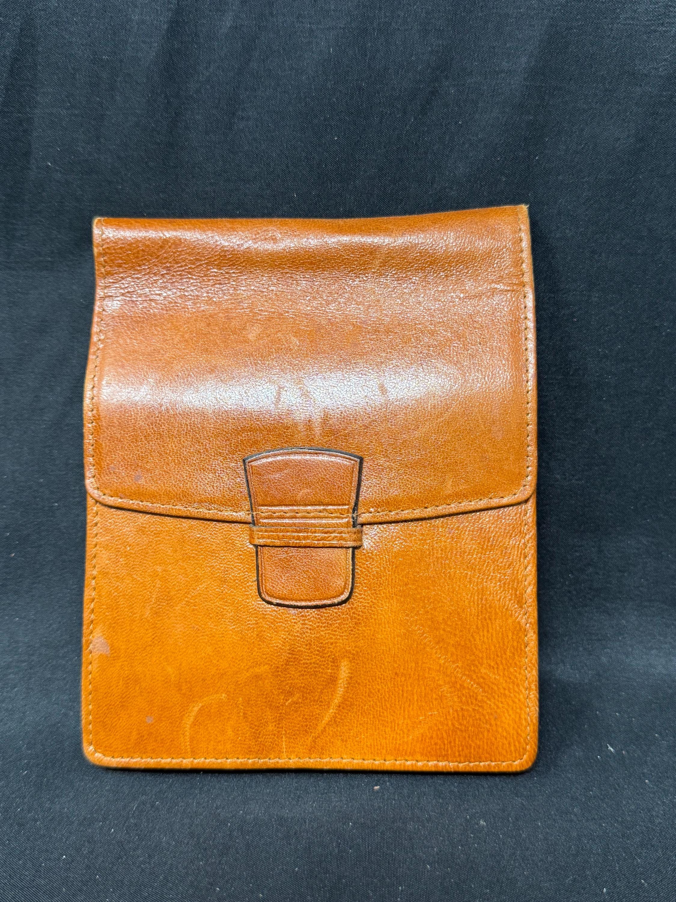 German Leather 5-Cigar Case, Soft Pocket Pouch, Minimalist Closure, NOS