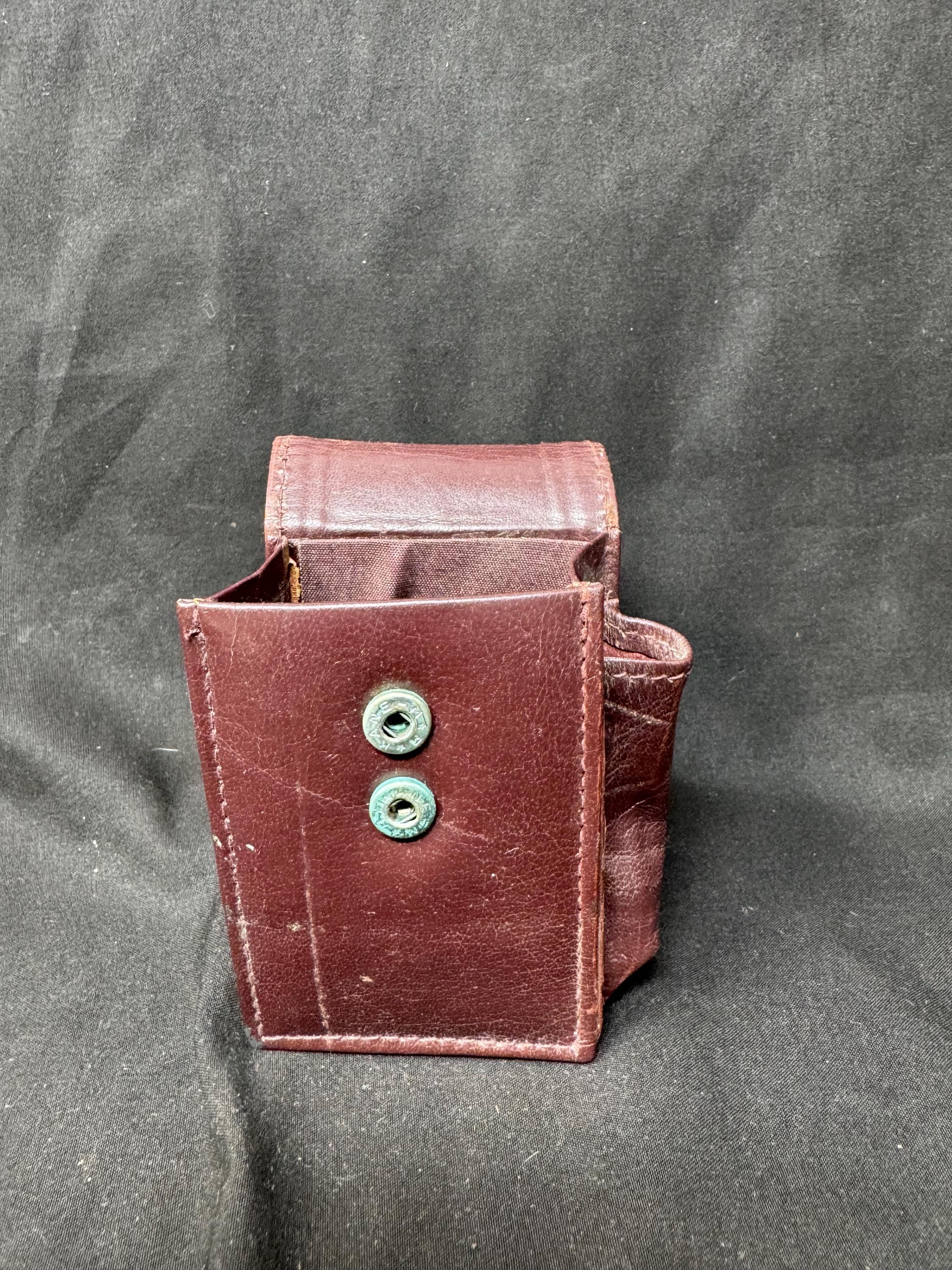 Vintage German Leather Cigarette Case with Lighter | Brass Star Detail | NOS 2