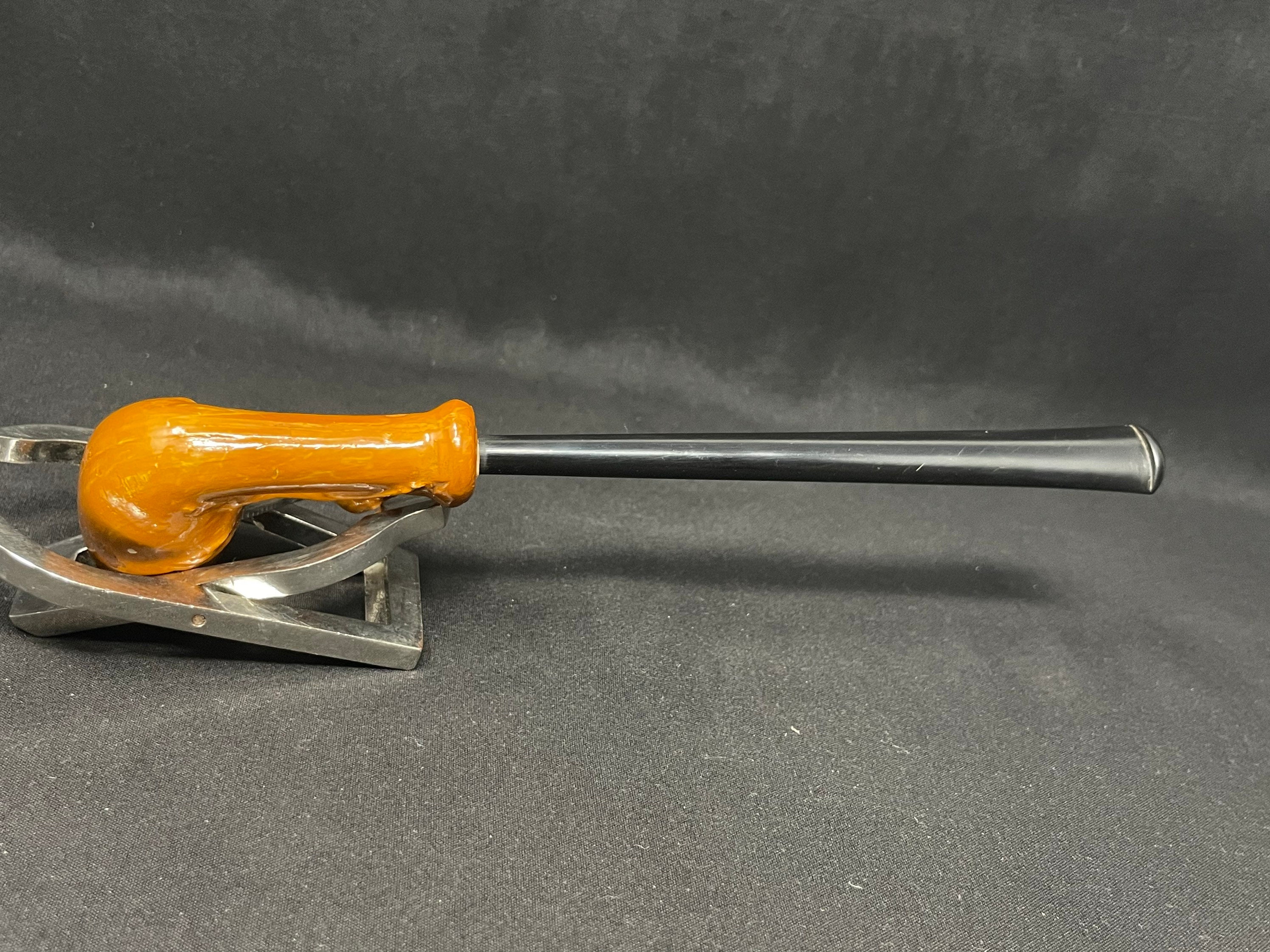 French Ceramic Mini Churchwarden Straight Billiard, Vulcanite Stem, Unsmoked 4