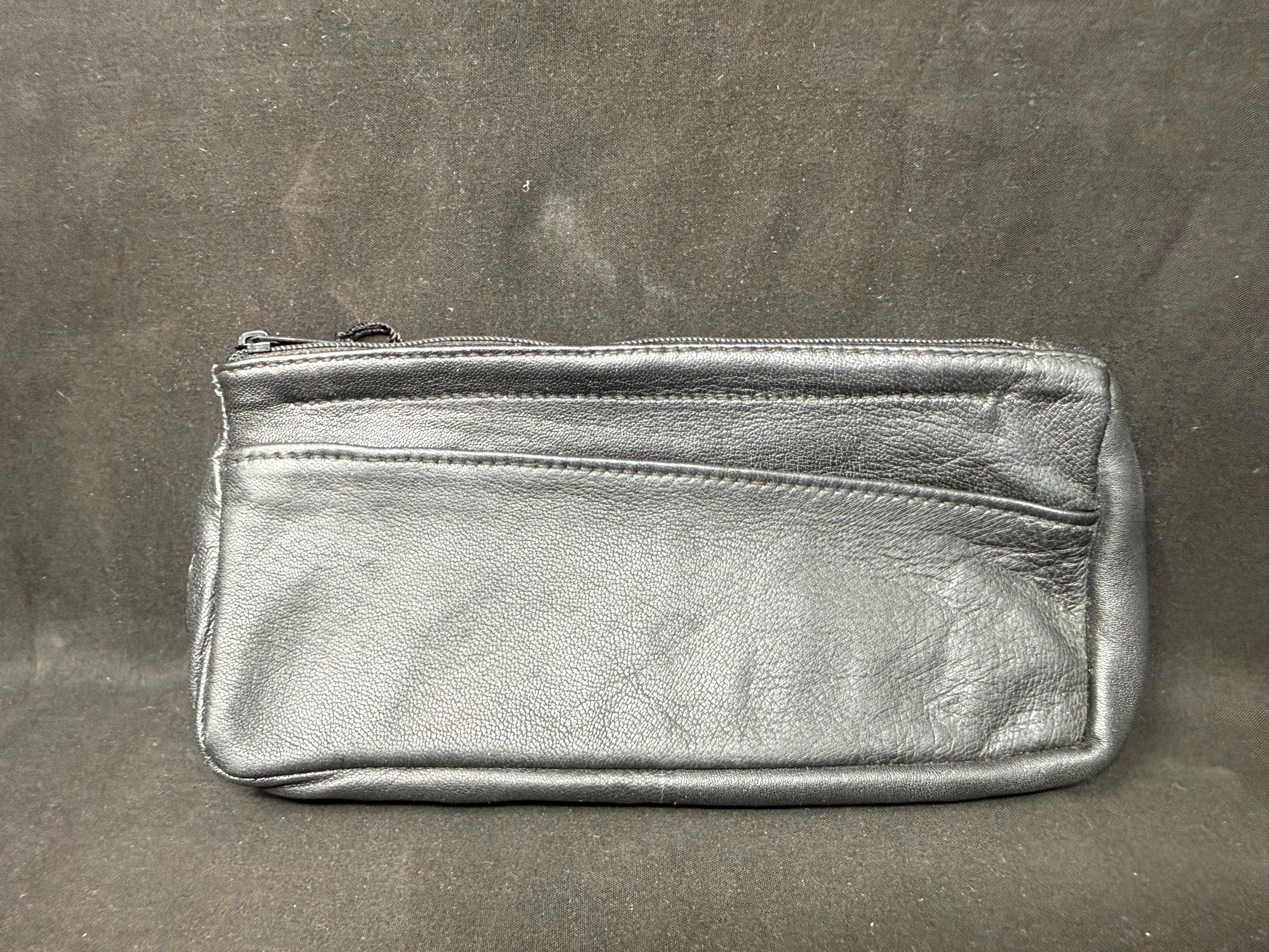 Vintage German Leather Pipe & Tobacco Pouch, Dual-Compartment NOS | SKU-215 2