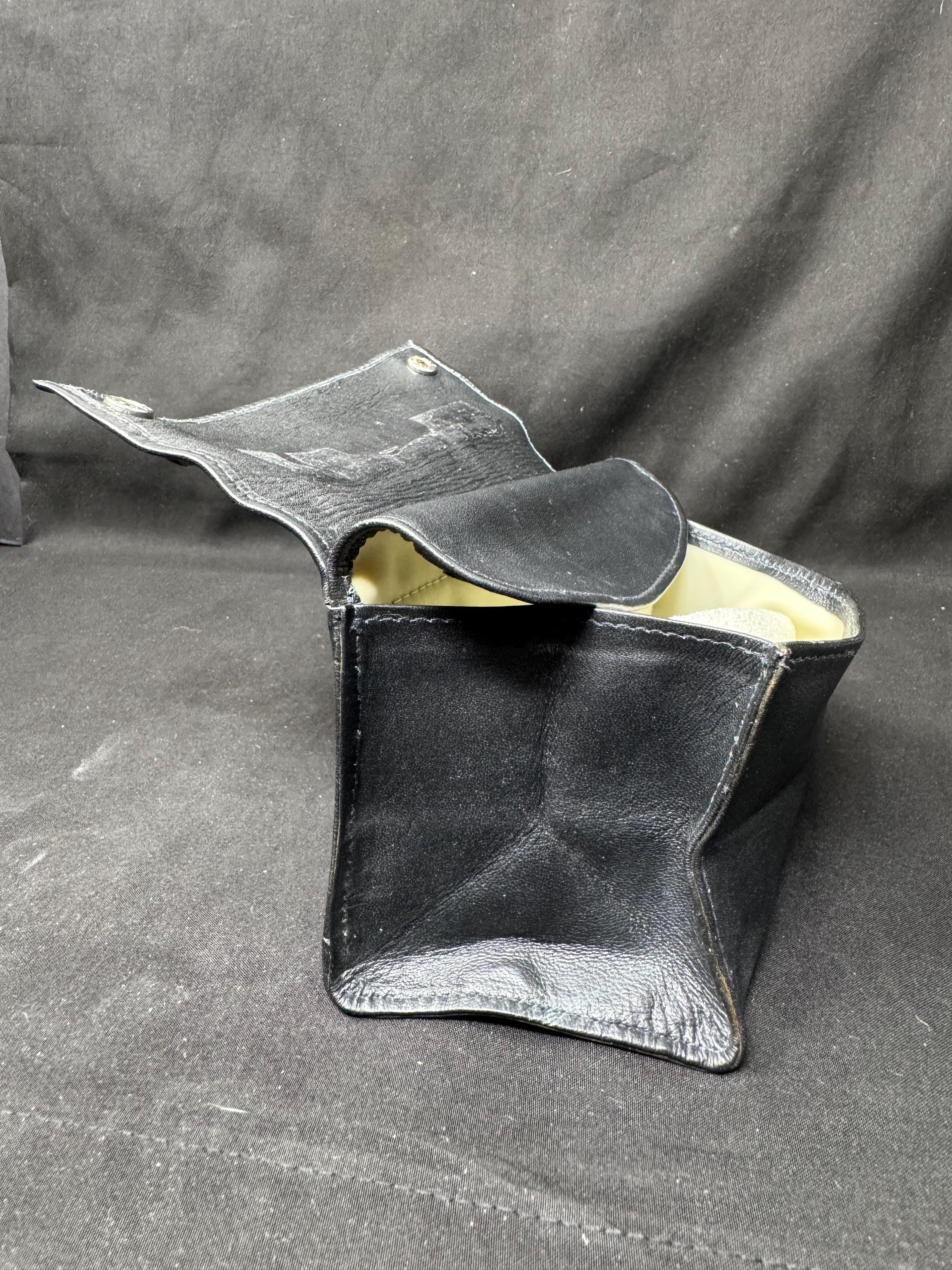 German Expandable Leather Tobacco Pouch Magic Box Medical Rubber Lined NOS 6
