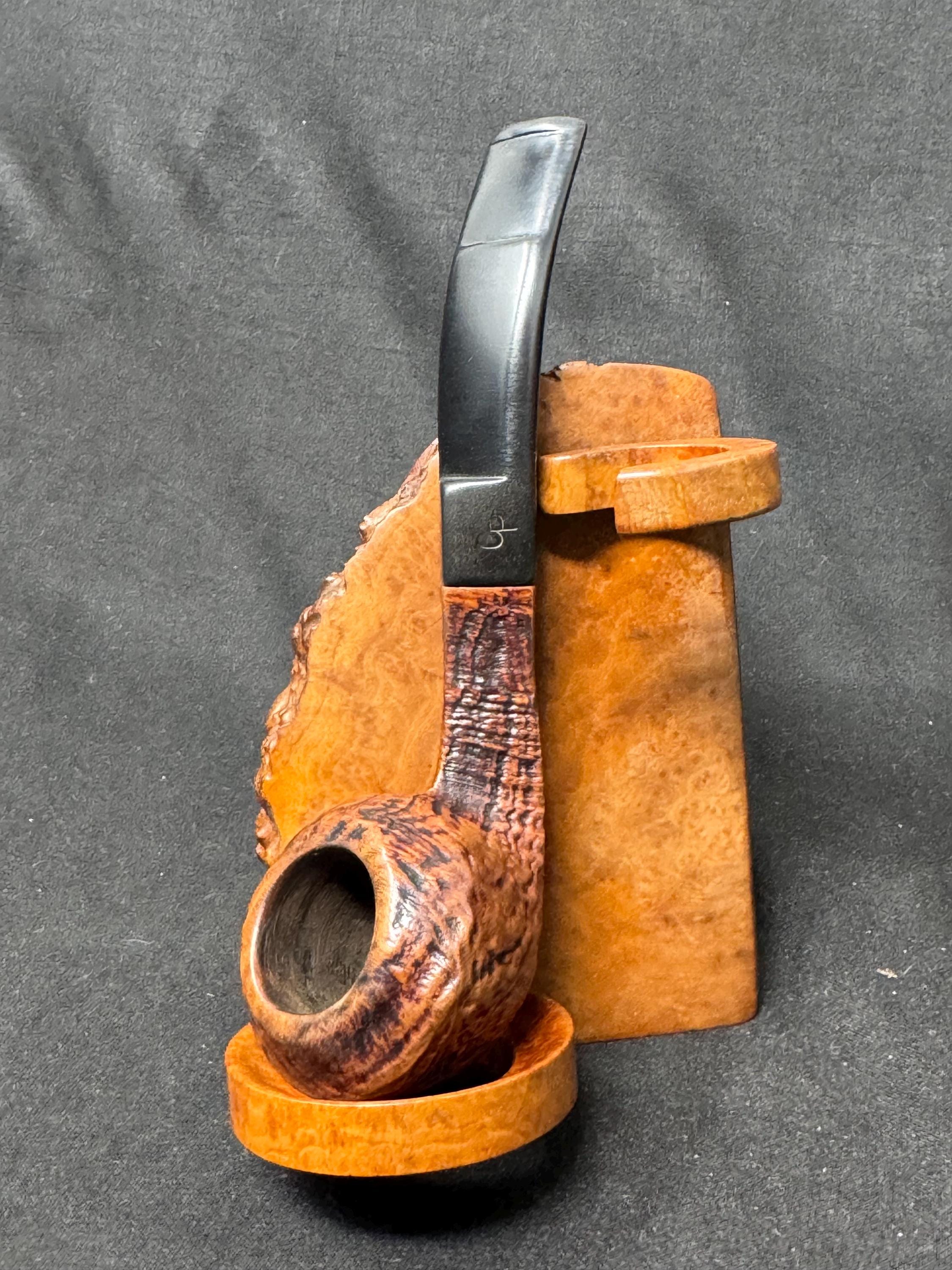 Charatan of London Grosvenor Shape 2109 Rhodesian Sandblast Fishtail Vulcanite Stem 2