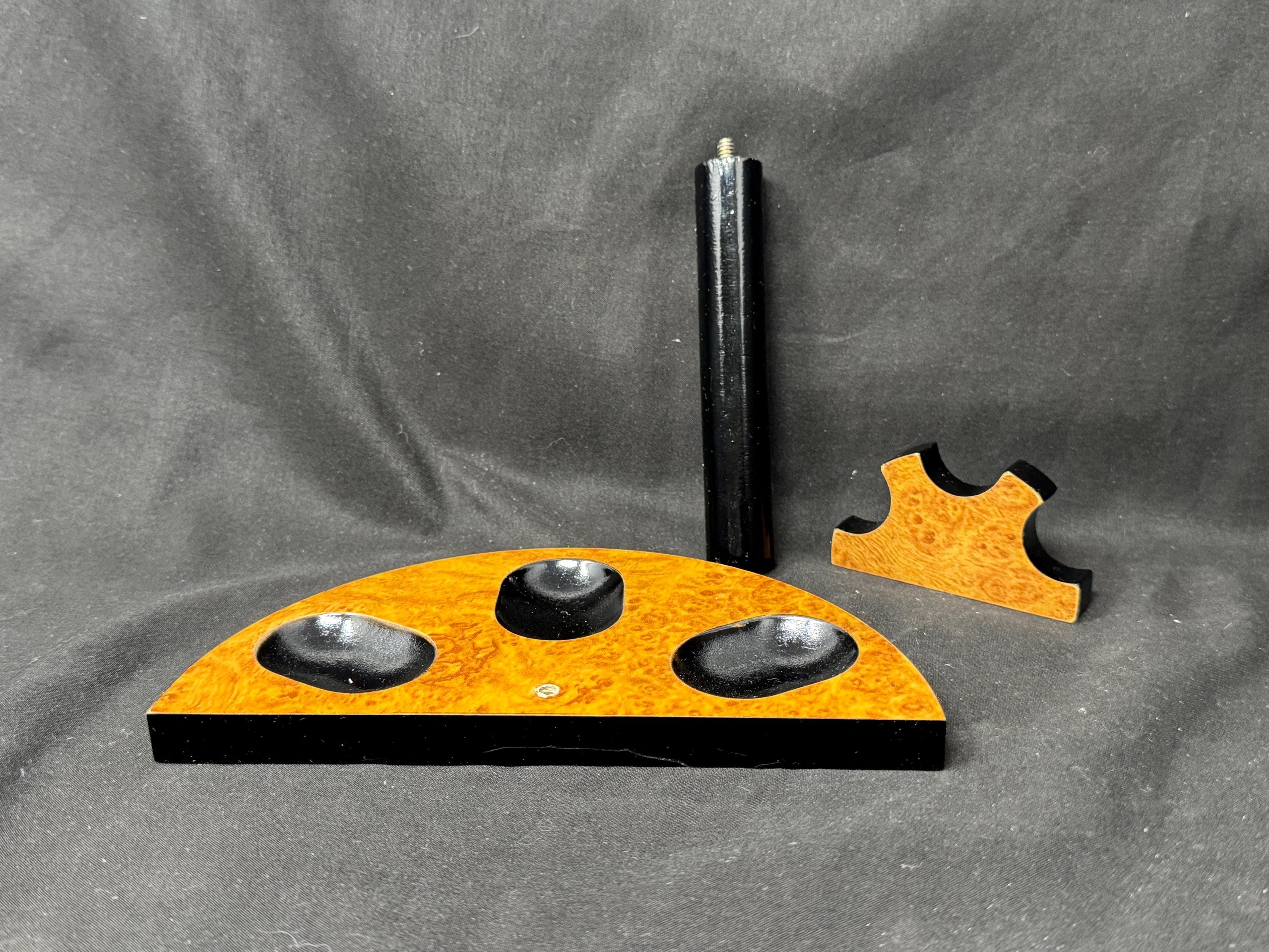 Mid-Century Modern Half-Moon 3-Pipe Display Stand | NOS Acrylic Wood-Effect Cabinet 8