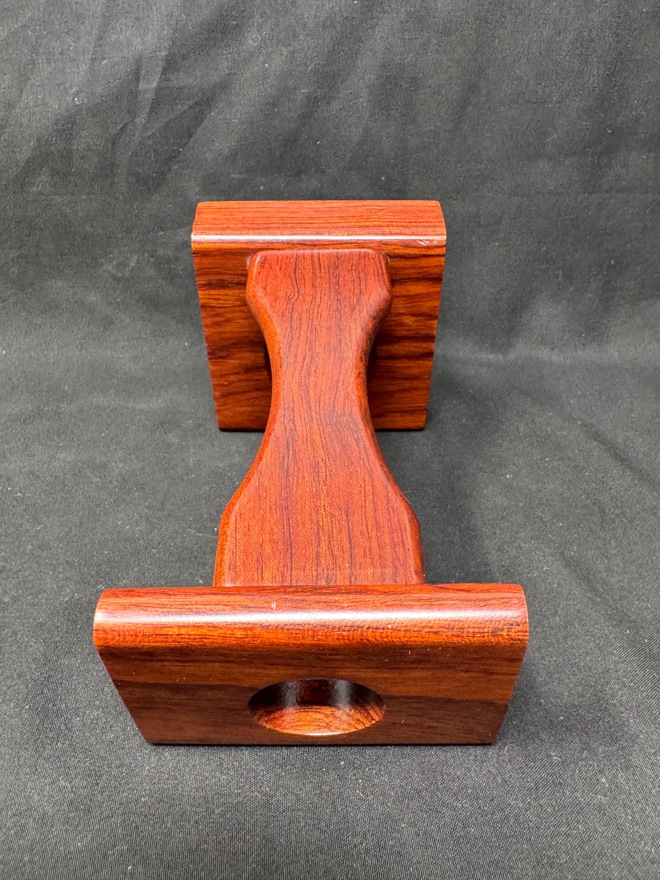 Mid-Century Modern Solitaire Pipe Stand | Mahogany & Glass NOS Display Rack 6
