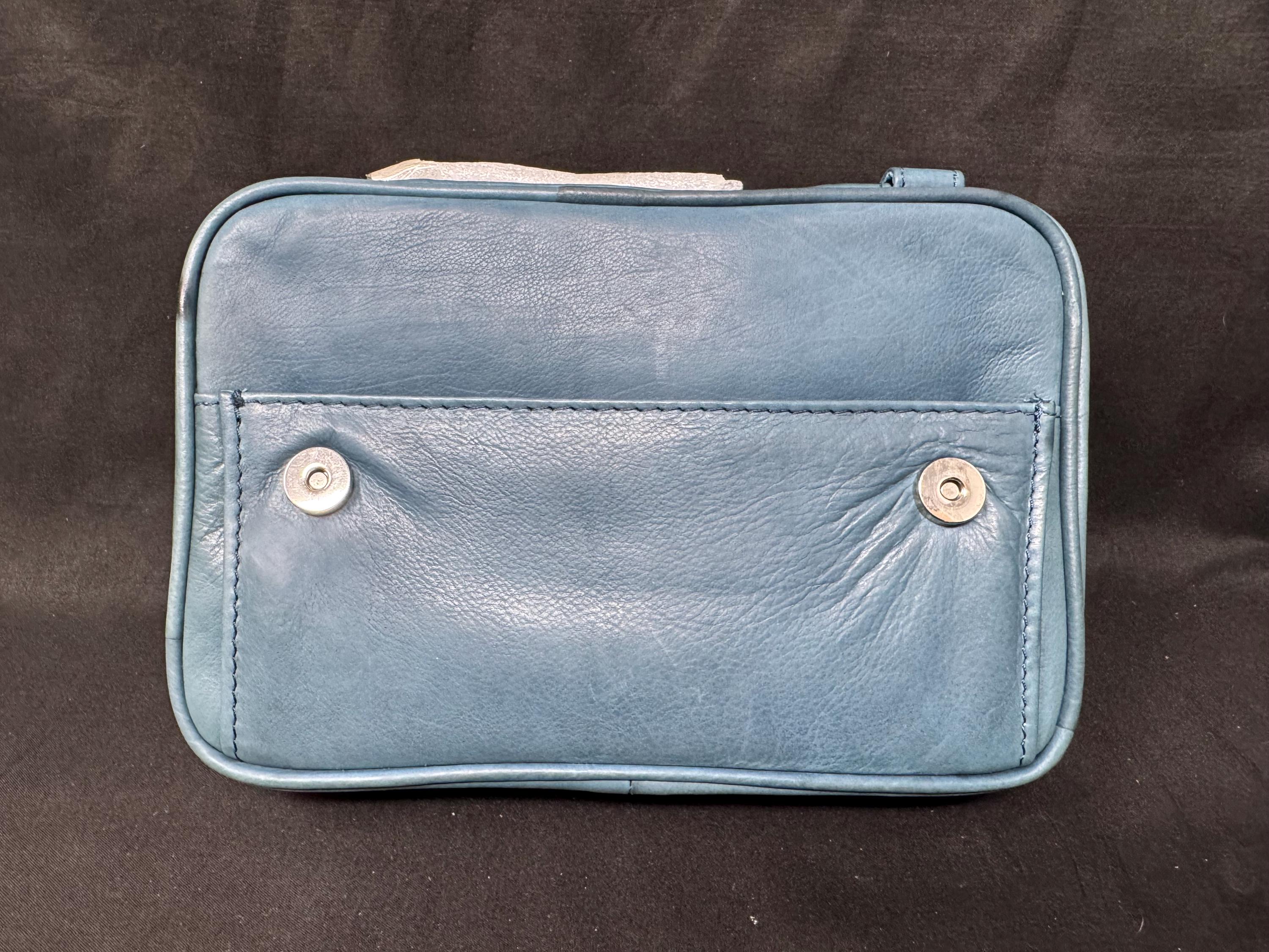 German Blue Leather 4-Pipe Organizer Bag, 8x6x2 inches | Tobacco & Tool Storage Case 3