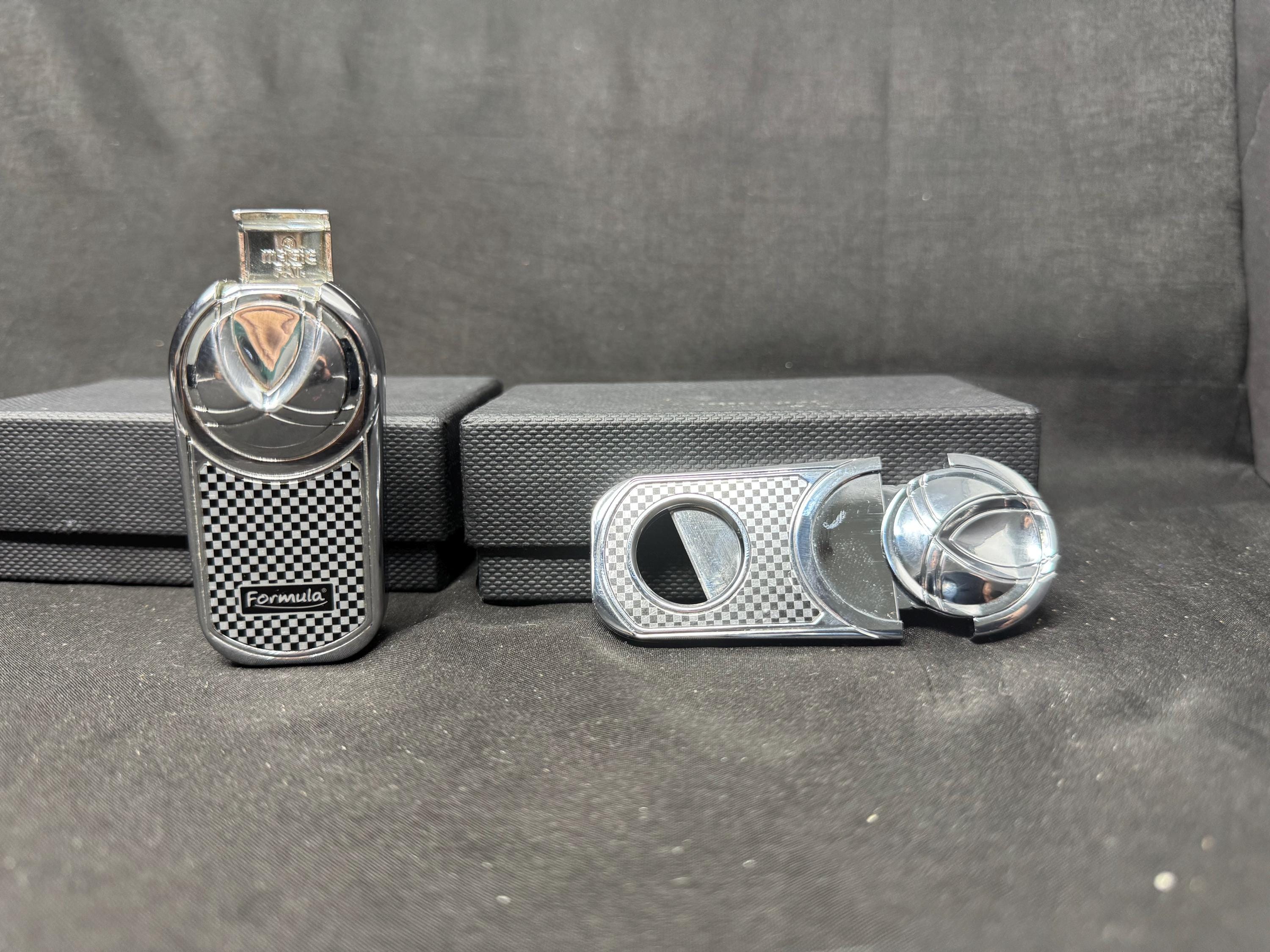 Furmula Magic Patent Jet Lighter & Cigar Cutter Set Chrome Square-Line 3