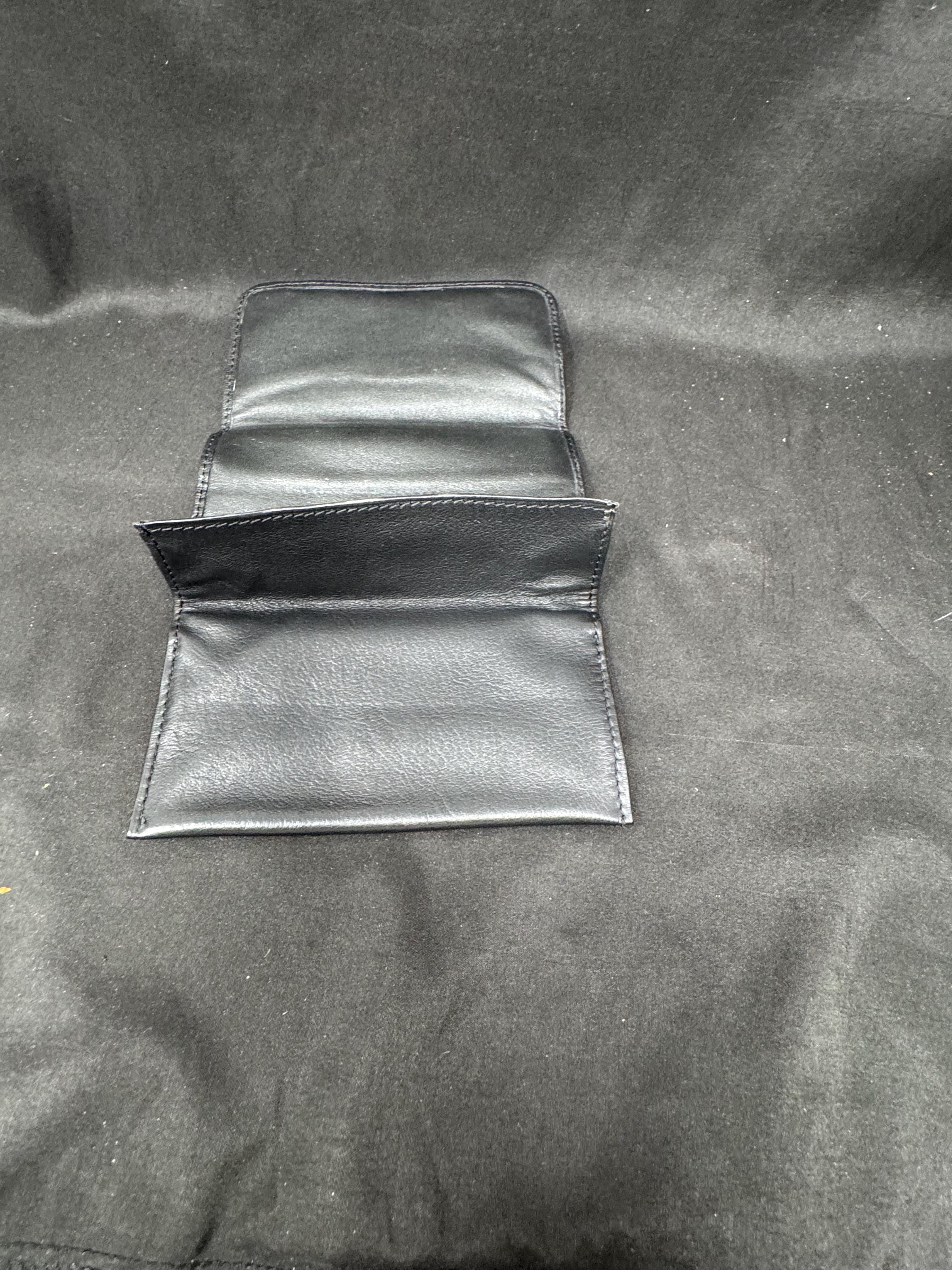 German Leather Tri-Fold Tobacco Pouch 2oz Tin Roll-Up Mid-Century – Estate Accessory 2