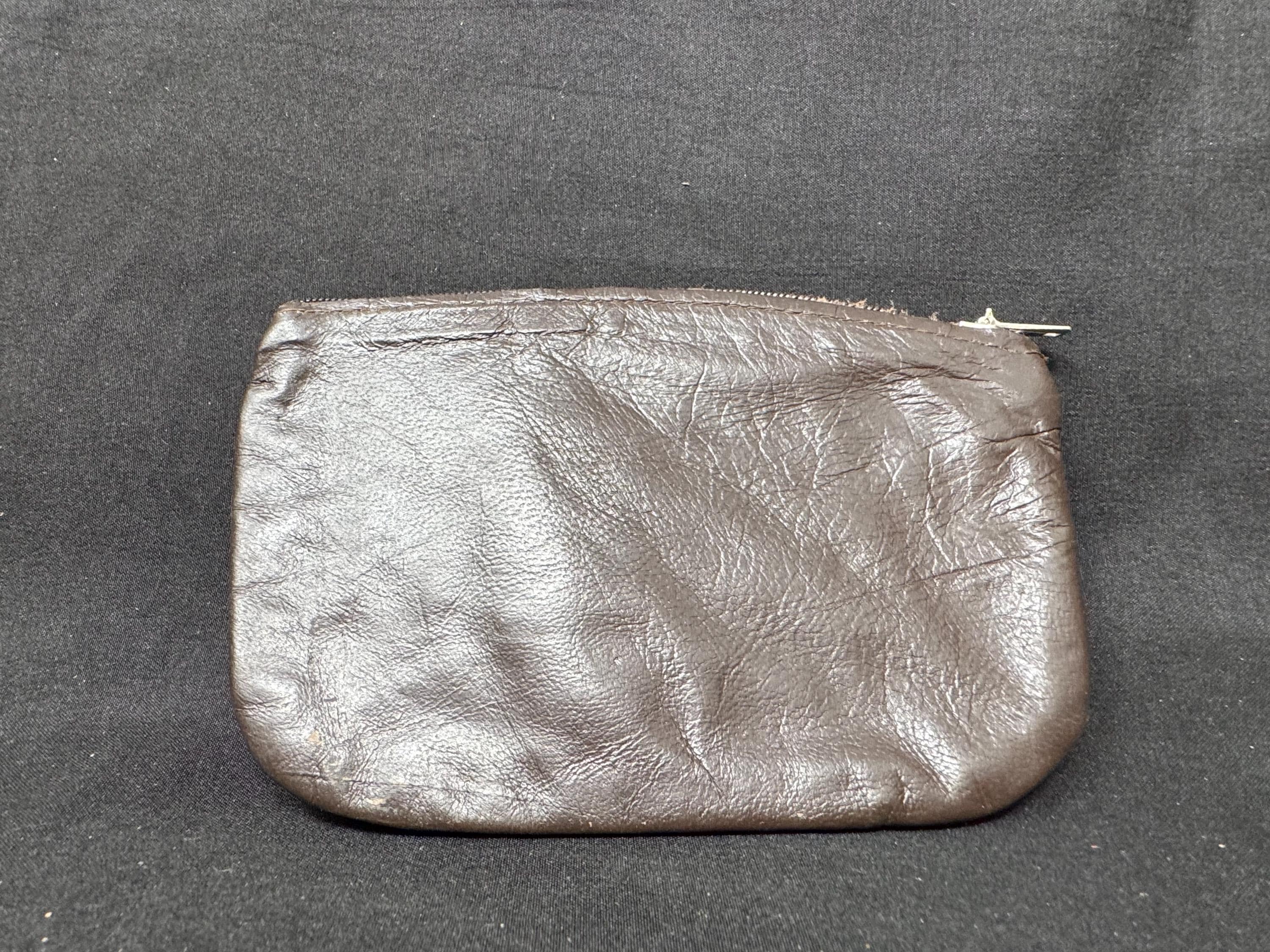 Vintage German Minimalist Leather Tobacco Pouch | Smooth Coffee Brown | Estate Tabakladen Stock