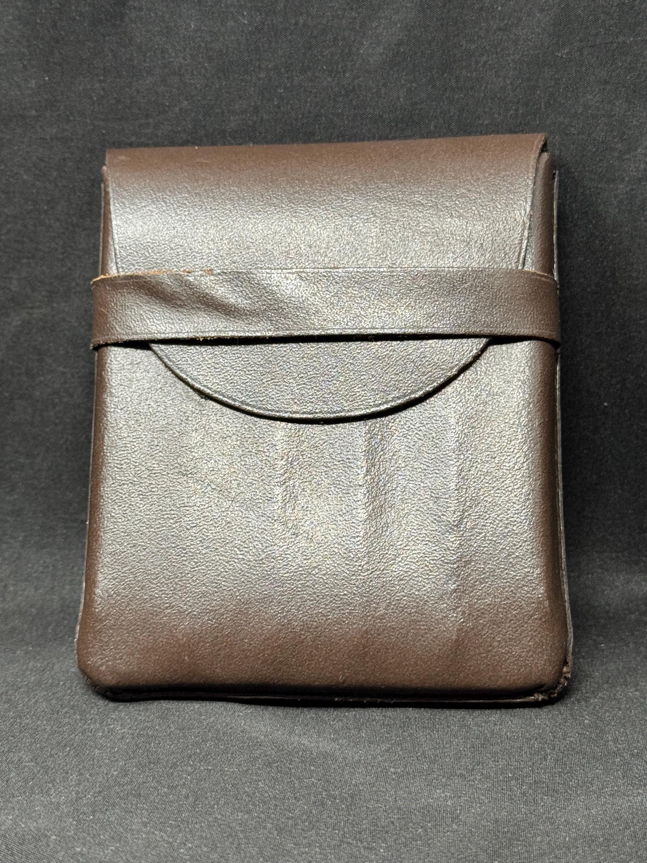 German Leather Five-Cigar Travel Case - Offenbach, Rigid Brown Leather, Pocket Size