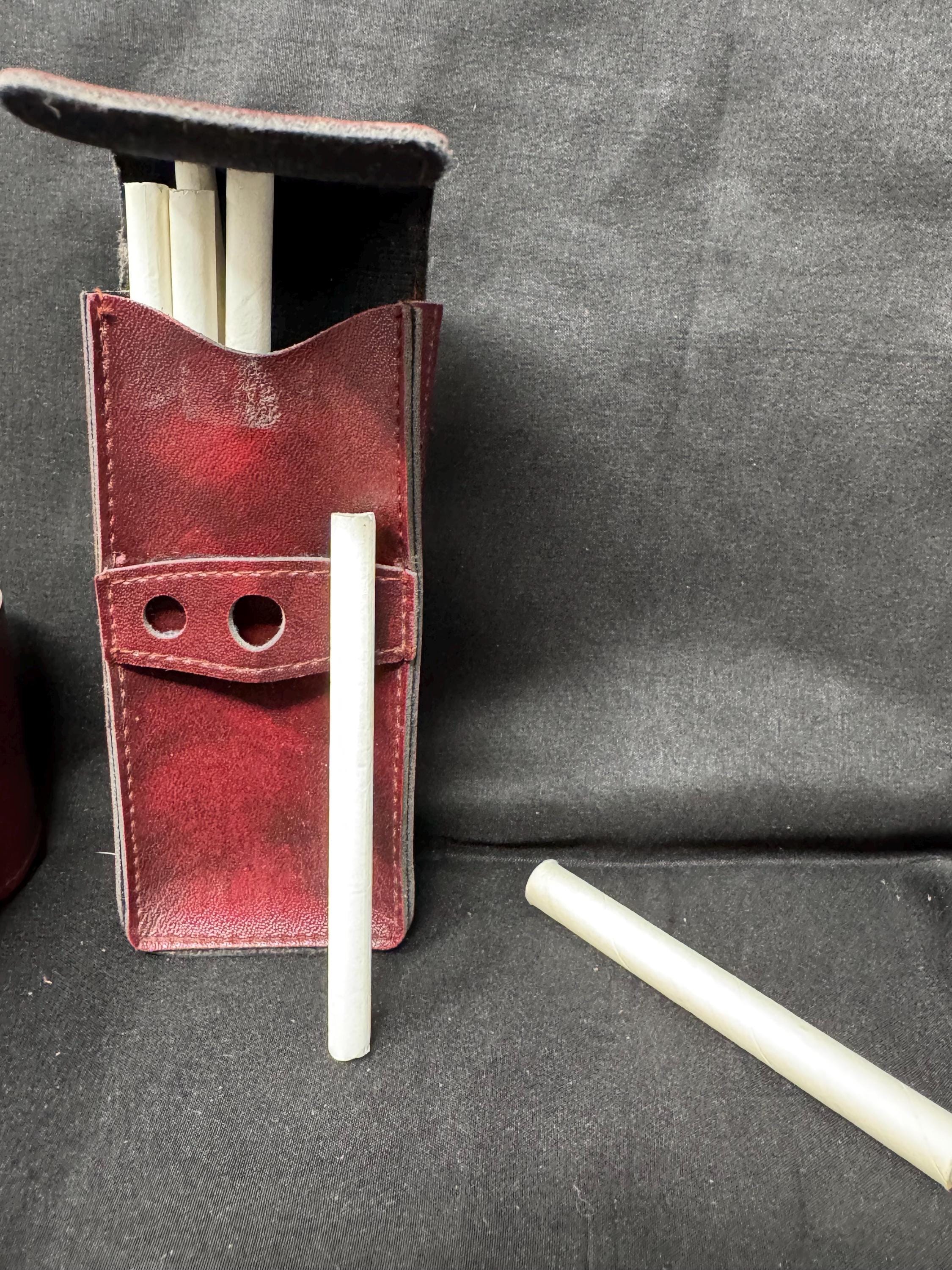 German Rigid Leather Pocket Case - Mid-Century Fixed-Strap Closure 5