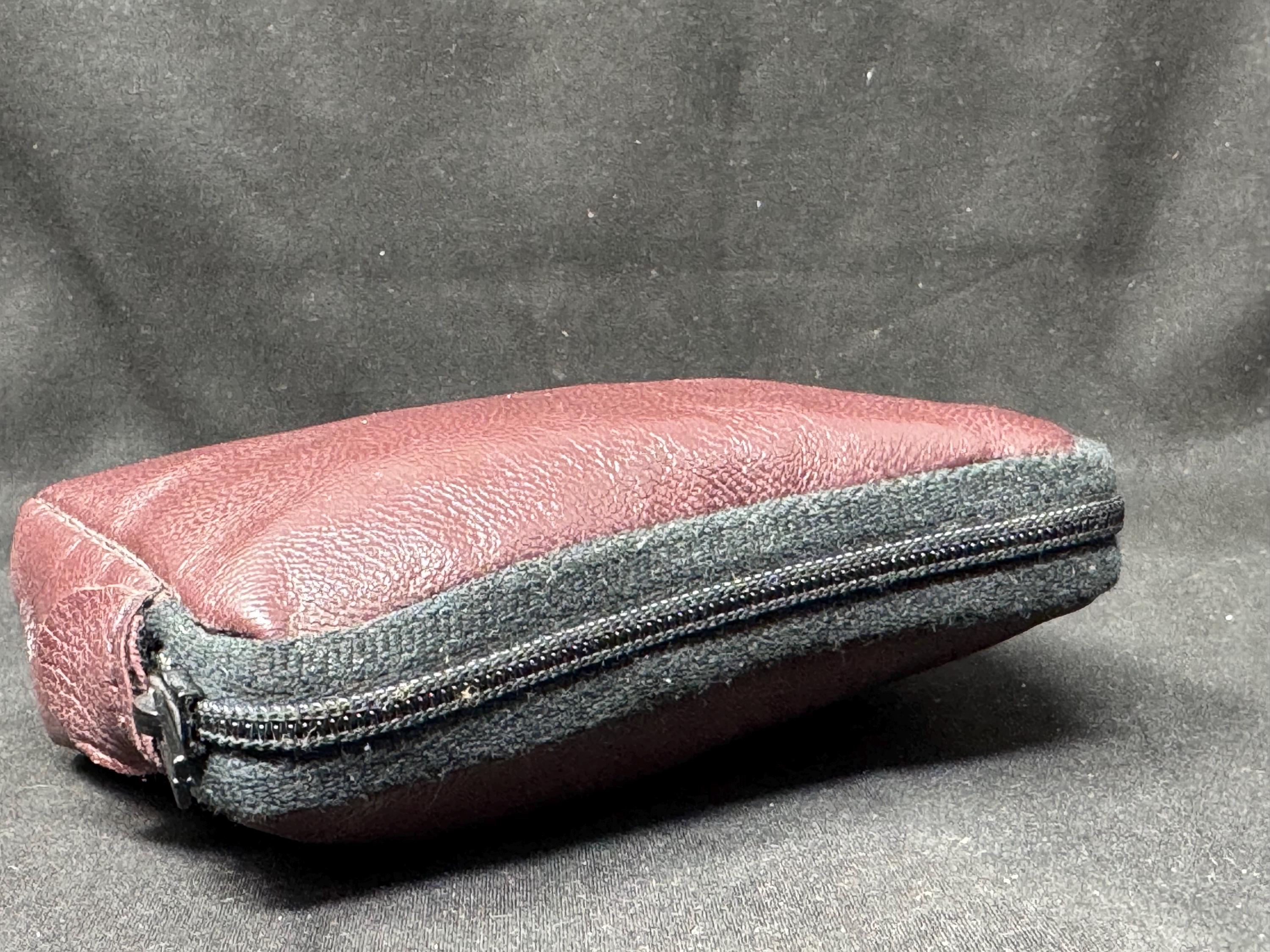 Vintage German Leather Tobacco Pouch | Slim Zippered Envelope, Coffee Brown 7