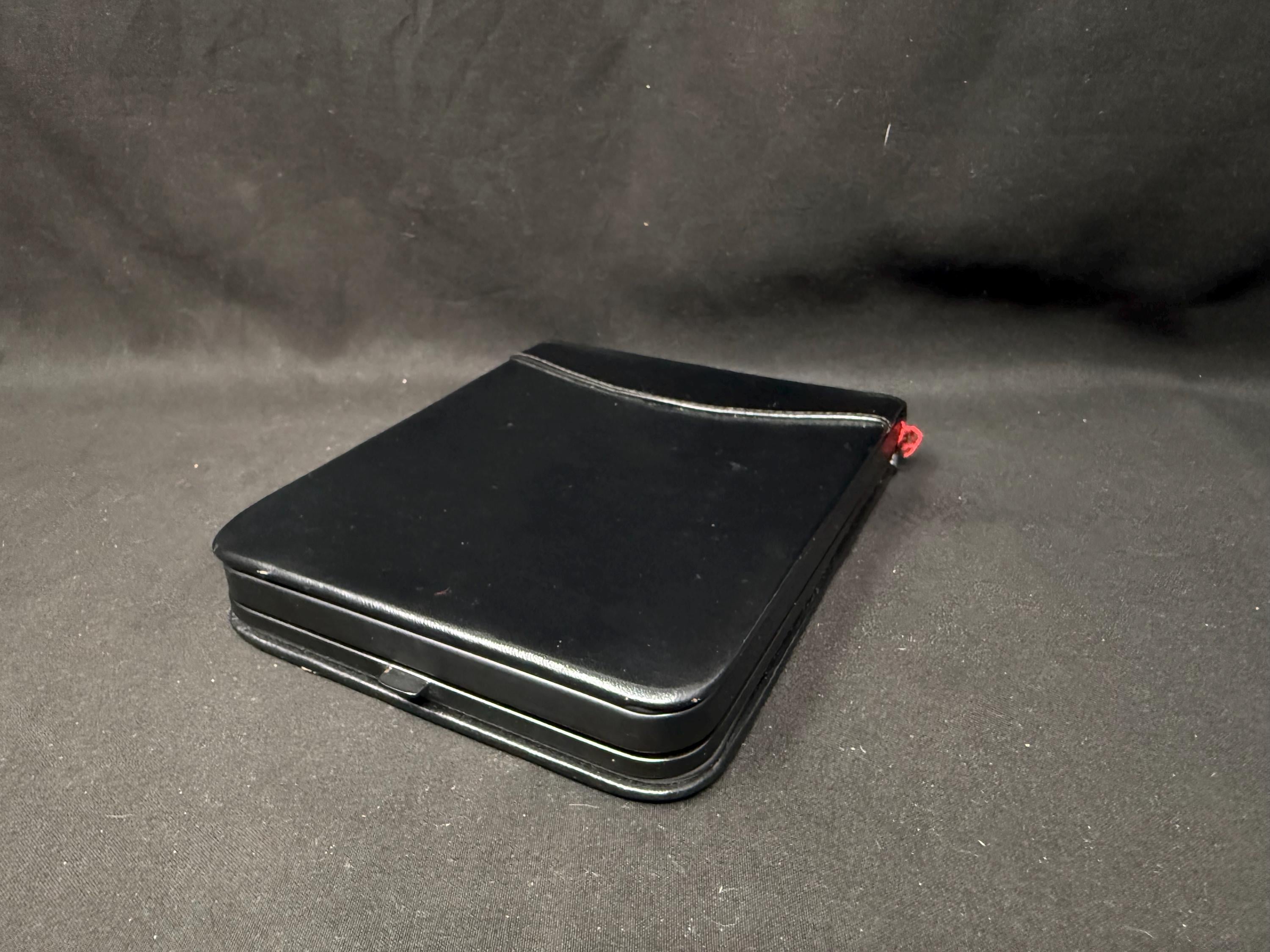 English Leather Cigar Case | 5-Slot | Black Metal Frame | New Old Stock 2