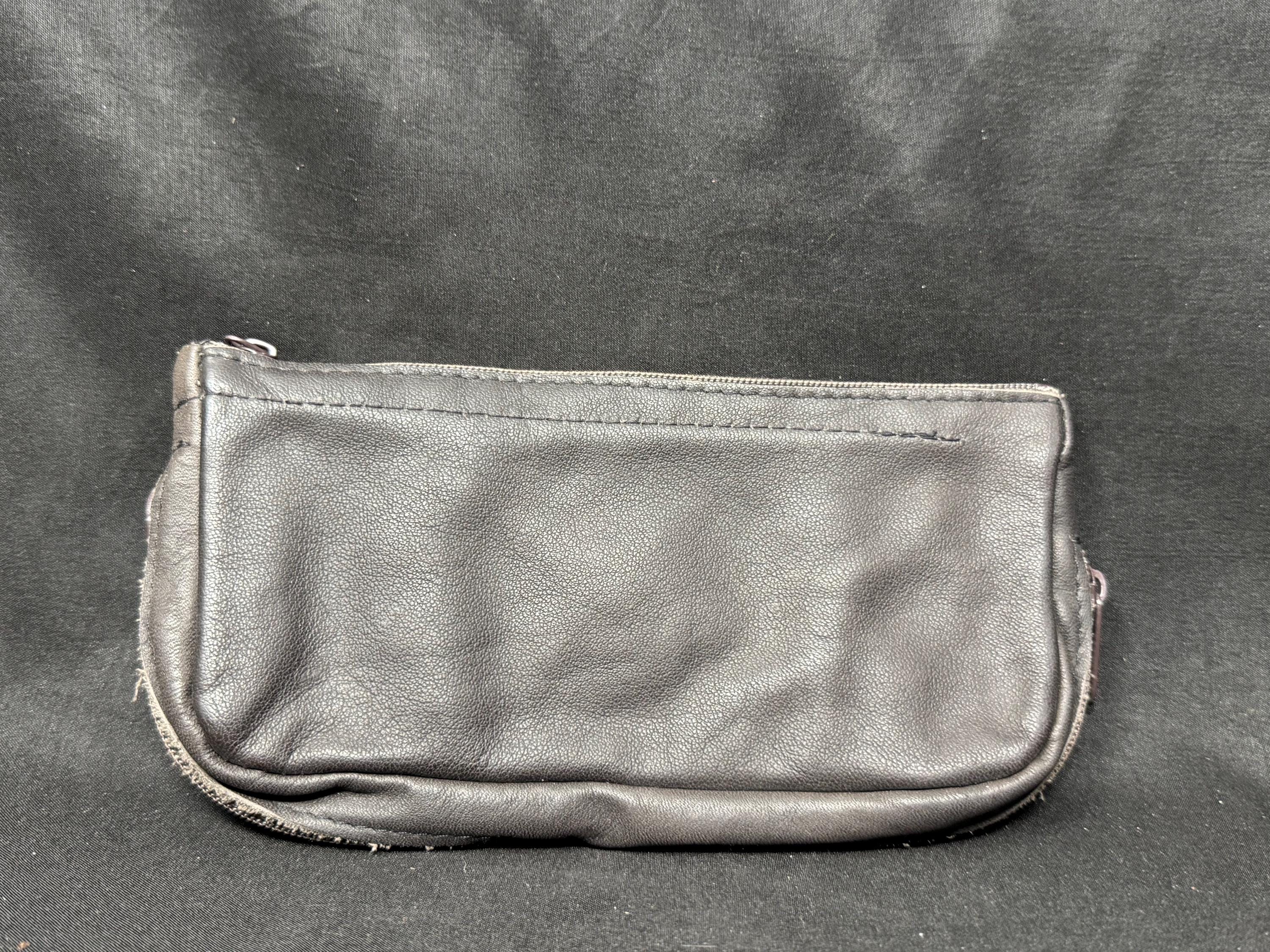 German Vintage Leather Dual-Compartment Pipe & Tobacco Pouch NOS - Mid-Century 4