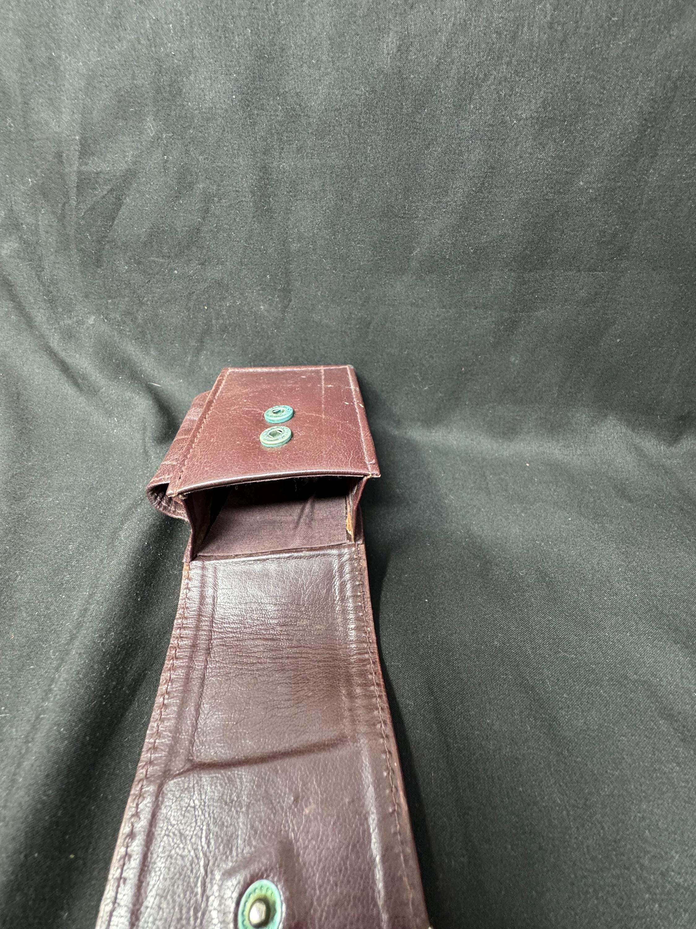 Vintage German Leather Cigarette Case with Lighter | Brass Star Detail | NOS 8