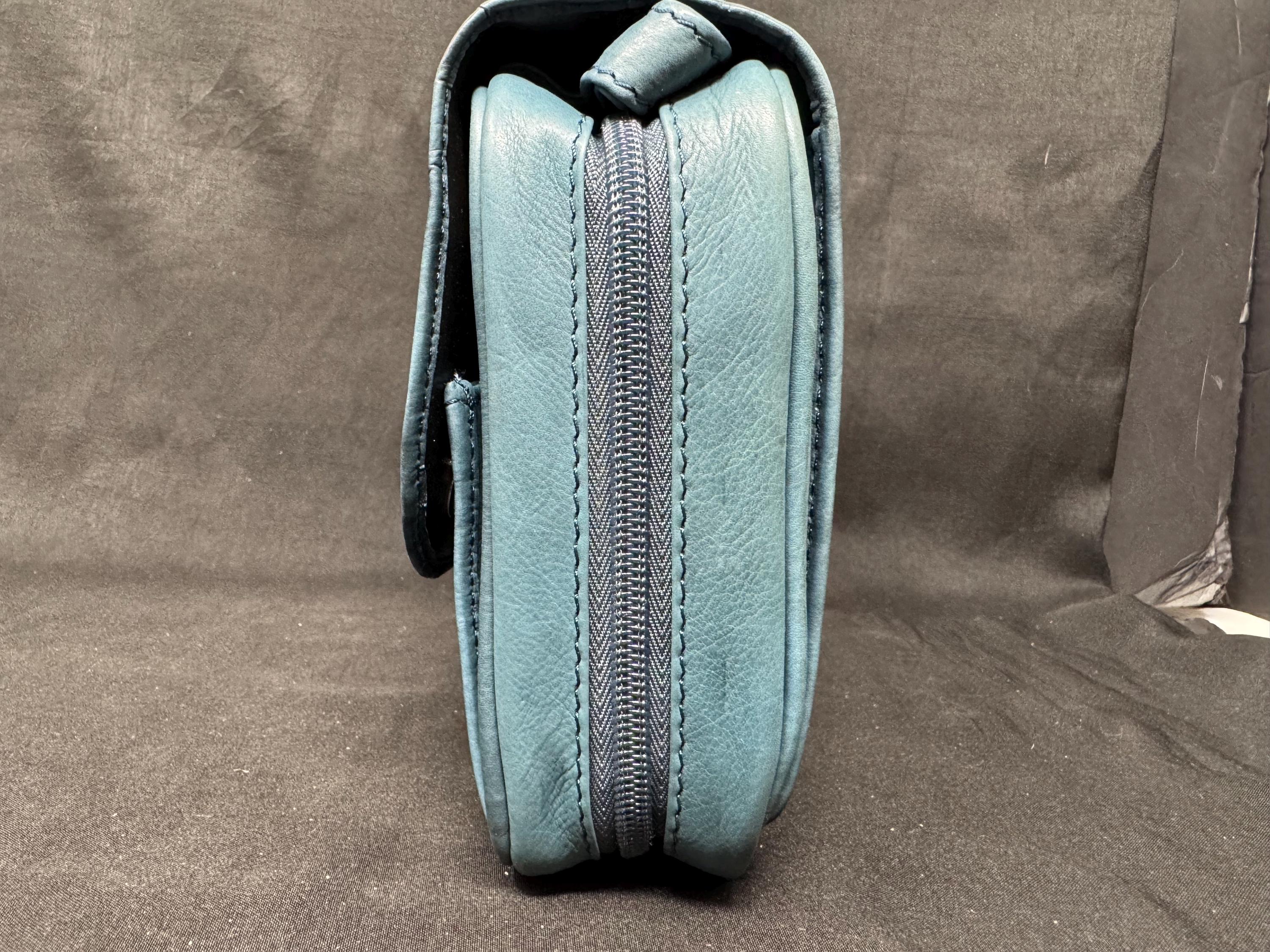 German Blue Leather 4-Pipe Organizer Bag, 8x6x2 inches | Tobacco & Tool Storage Case 4