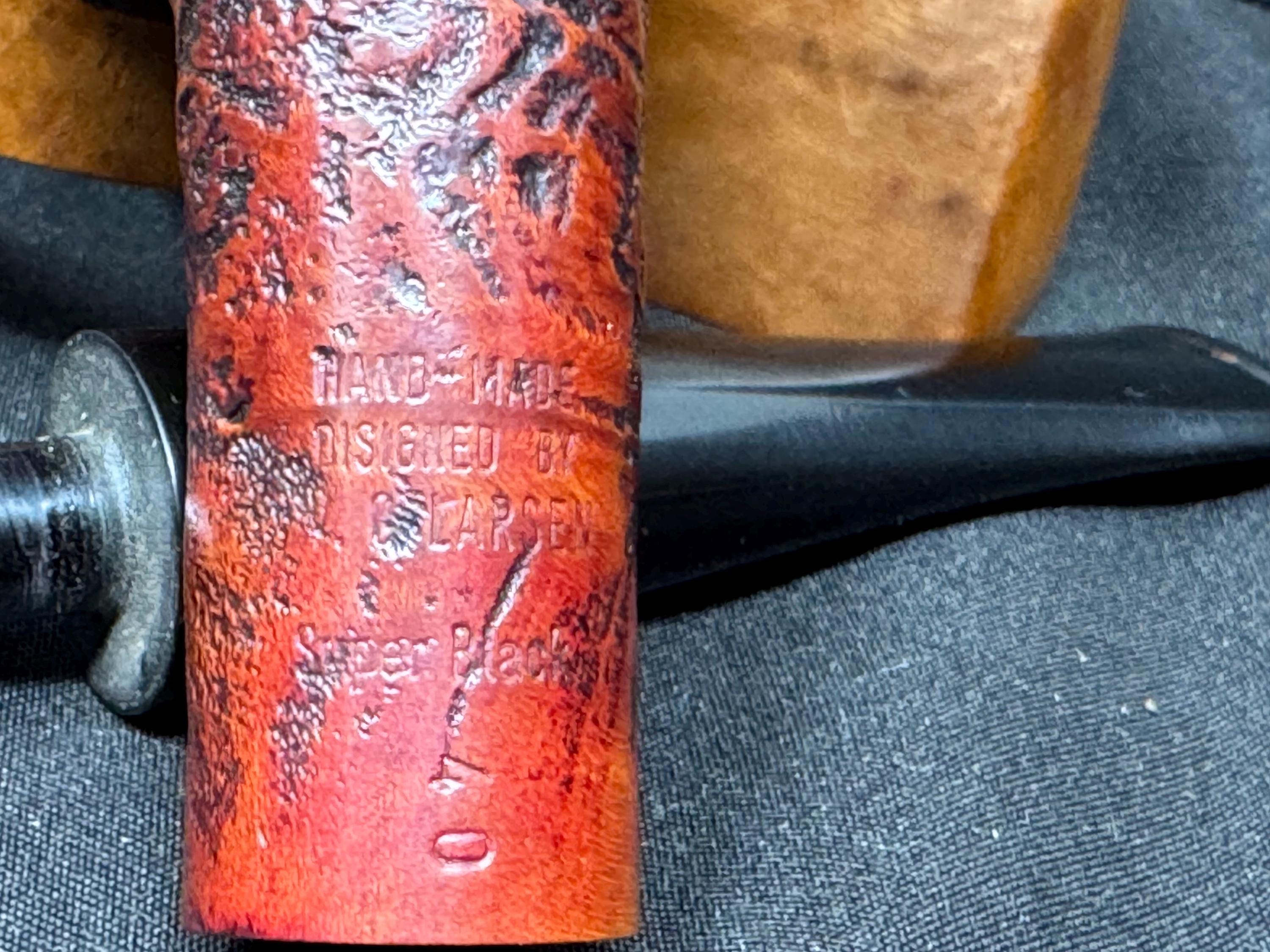 Rare W.Ø. Larsen Handmade Super Black Sandblasted Straight Billiard (Shape 40) – Large Chubby Shank, Danish Golden Era Estate Pipe.(SKU-264) 9