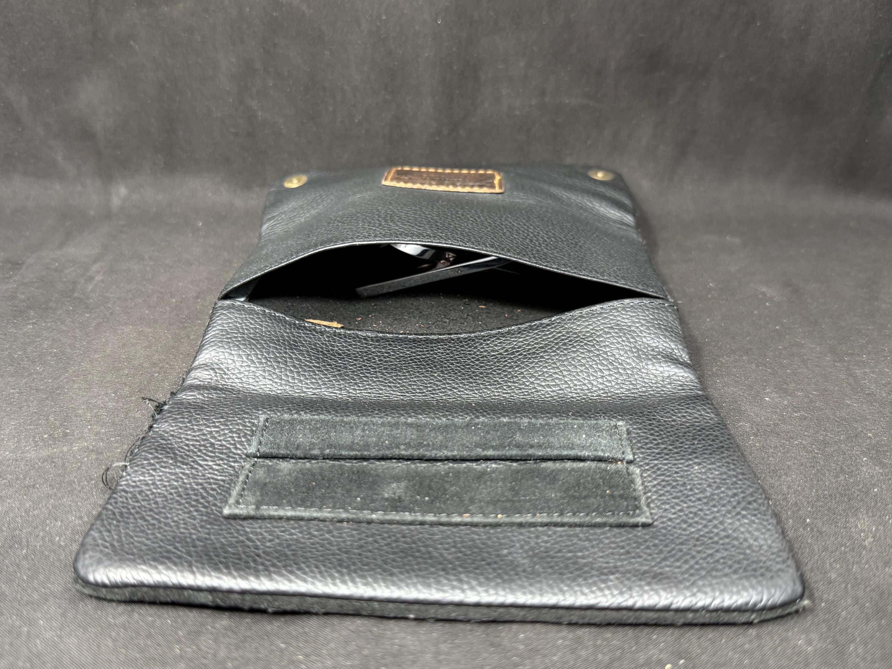 Vintage German Leather Tobacco Pouch with Brass Buttons and Tool Pockets 7