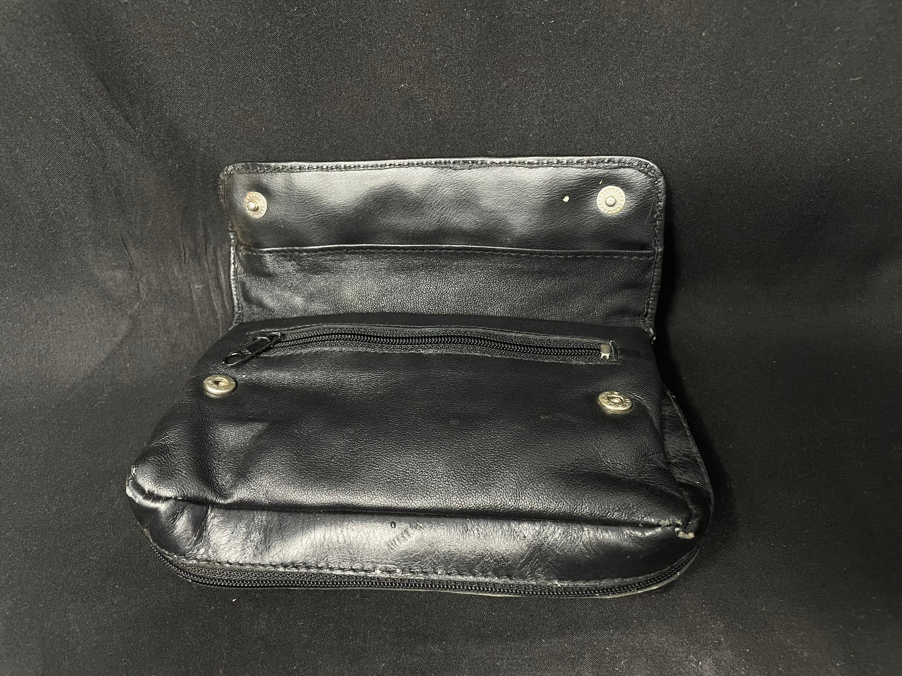Vintage Leather Roll-Up Tobacco Pouch - 7x4 Rubber-Lined 2-Pipe Carrier 6