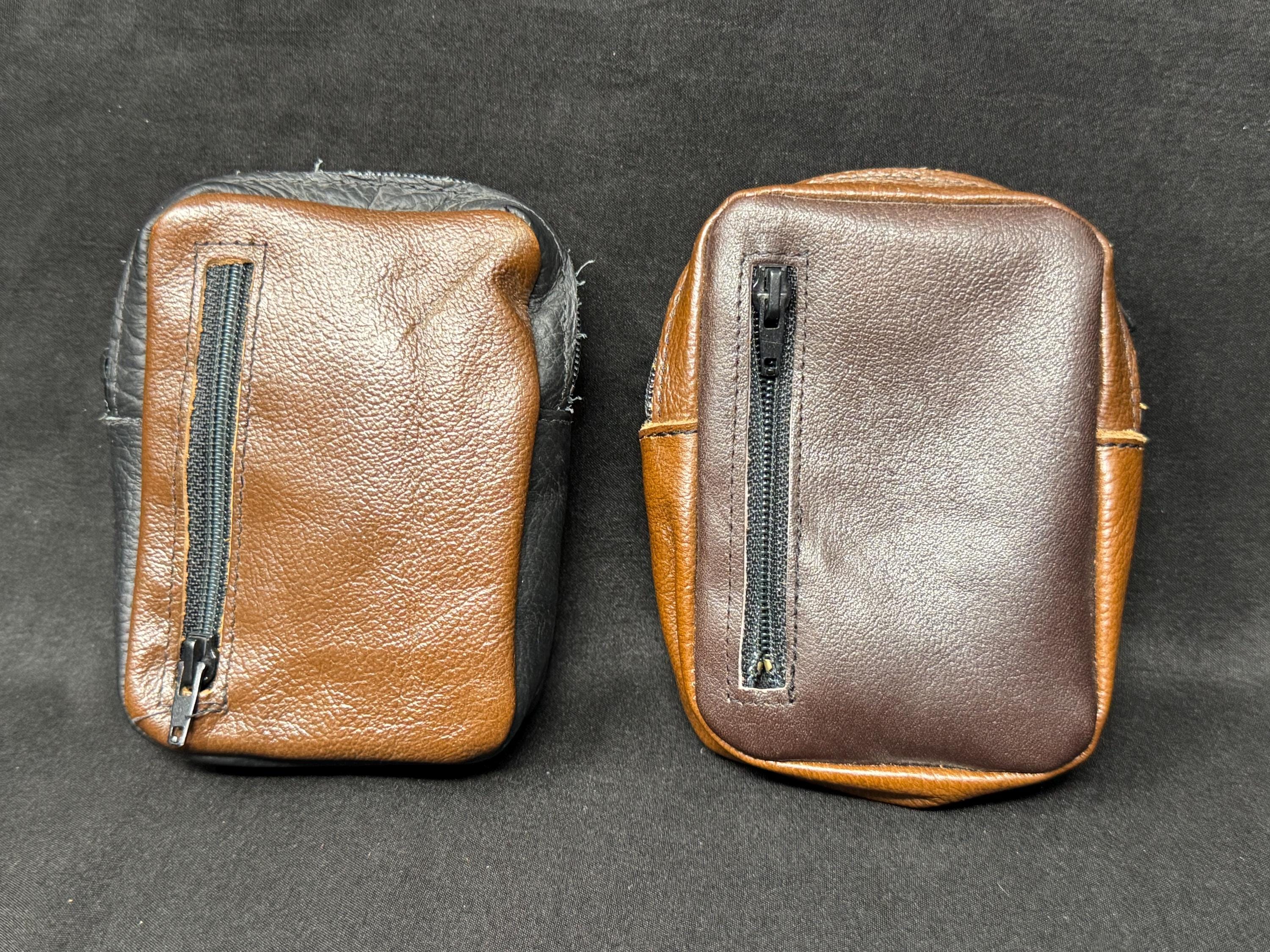 Vintage German Soft Leather Tobacco Pouch - 3-Zone Organizer, Dual Zippers, NOS 5