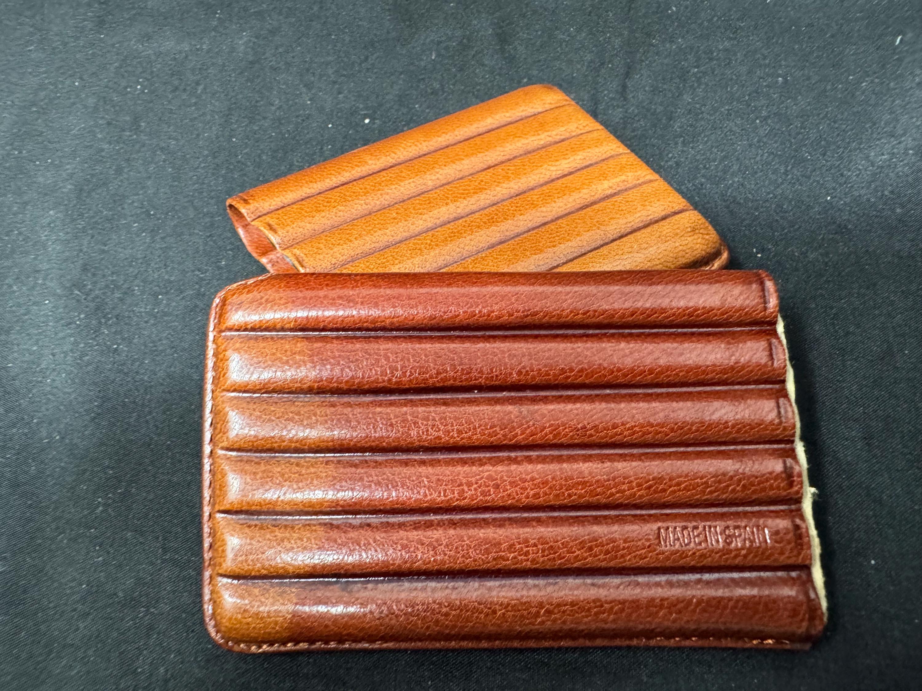 Spanish Hard Leather Cigar Travel Case, Modernist Design, circa 1960s-1980s 3