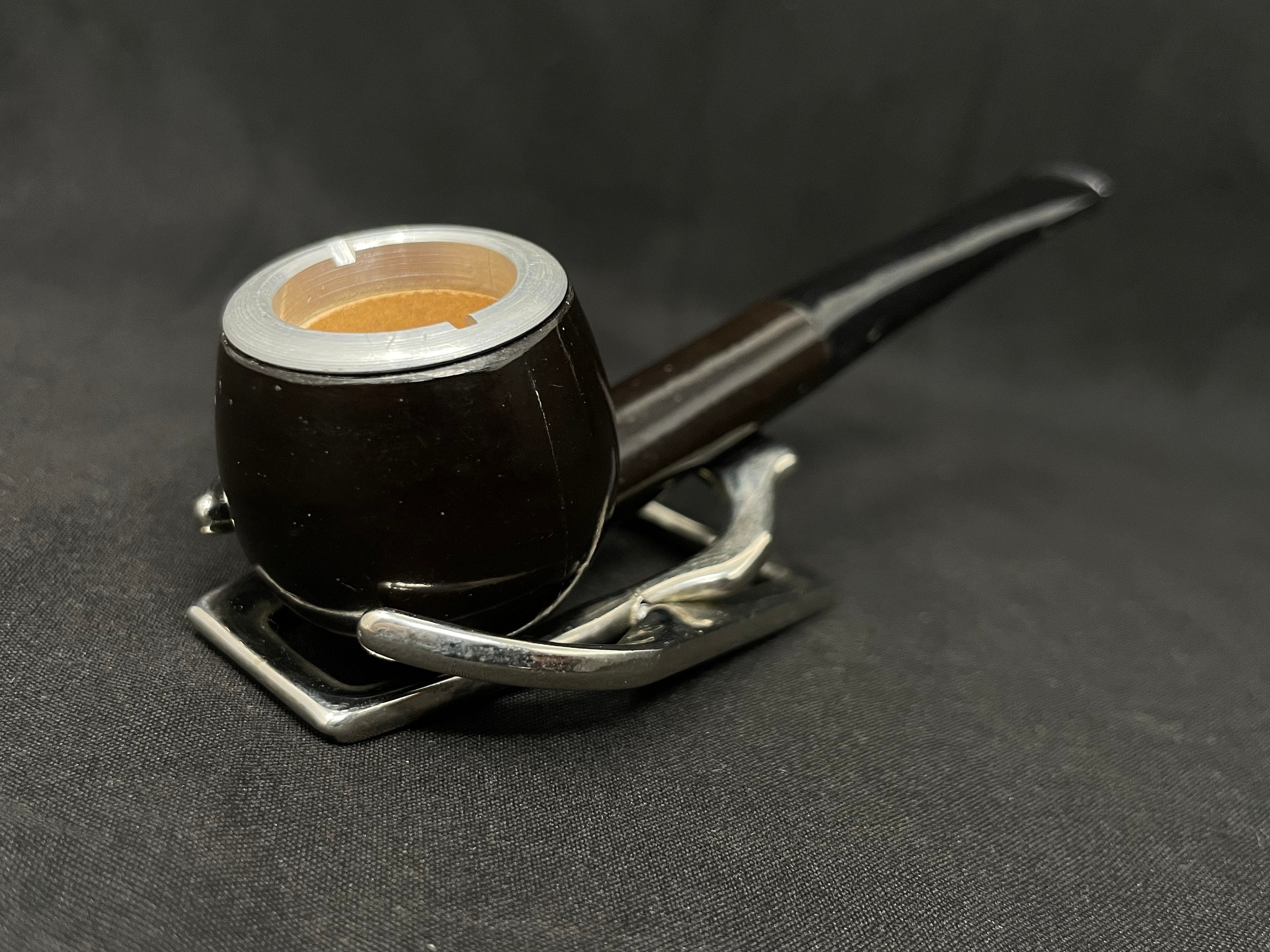 Nylon Smooth Straight Apple with Clay Bowl Insert and Metal Cap - Estate Pipe 8