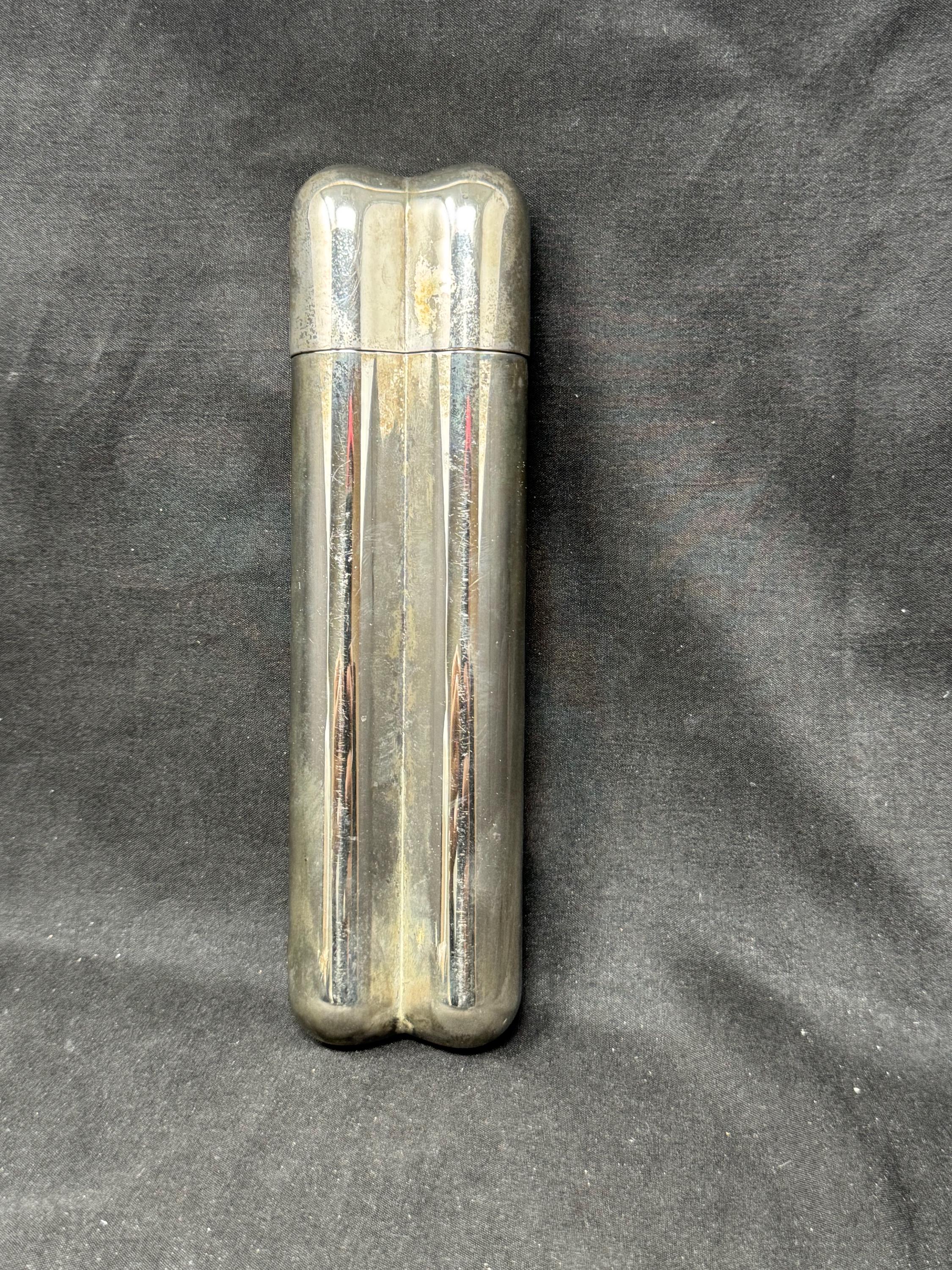 Vintage Coltron Silver-Plated Dual Cigar Tube and Liquor Flask with Innovative Flavor Evaporation System - Model 04.515 .SKU-270 4