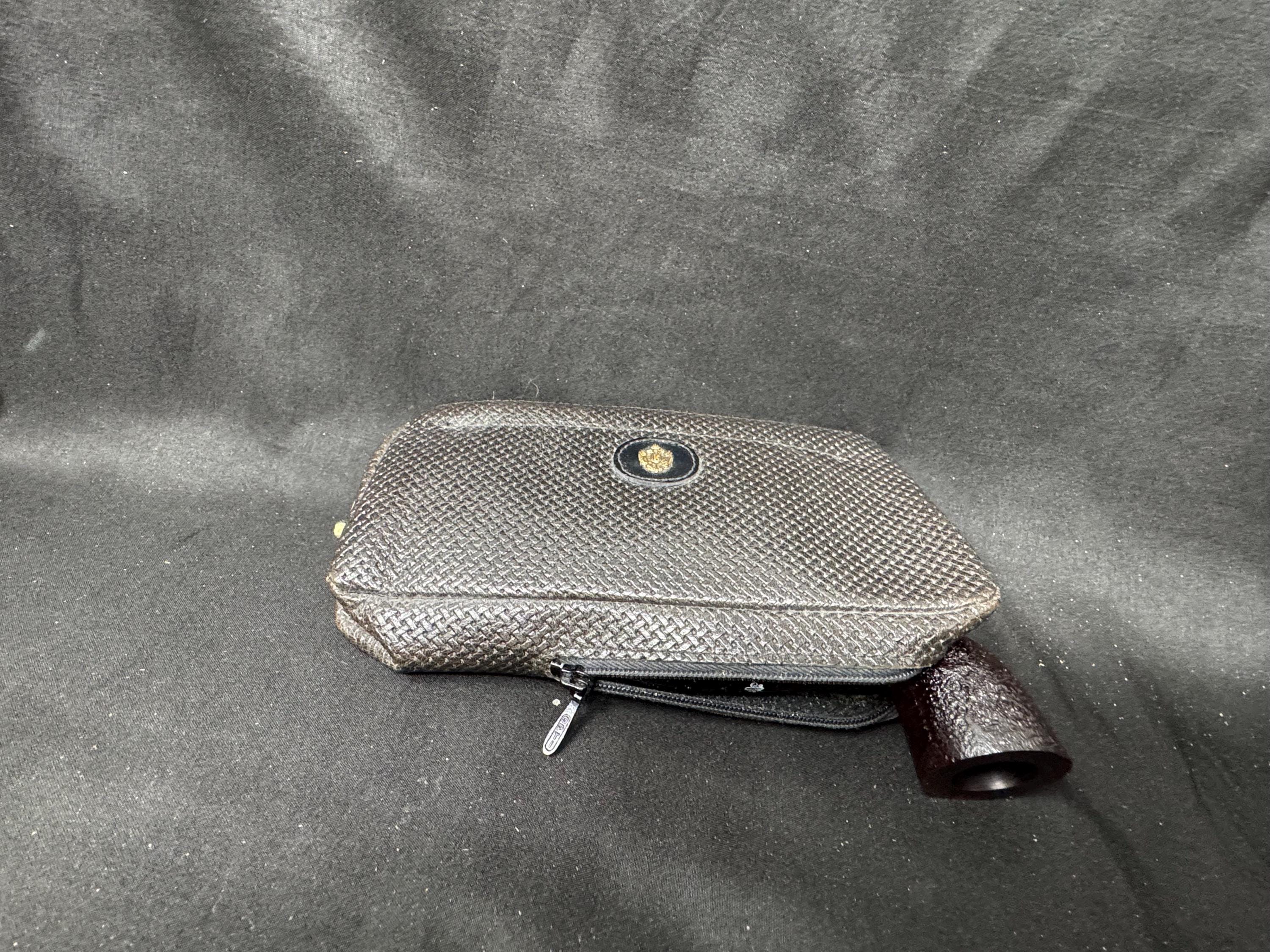 Vintage German Leather Pipe & Tobacco Pouch - Dual-Zipper Design, NOS Condition 3