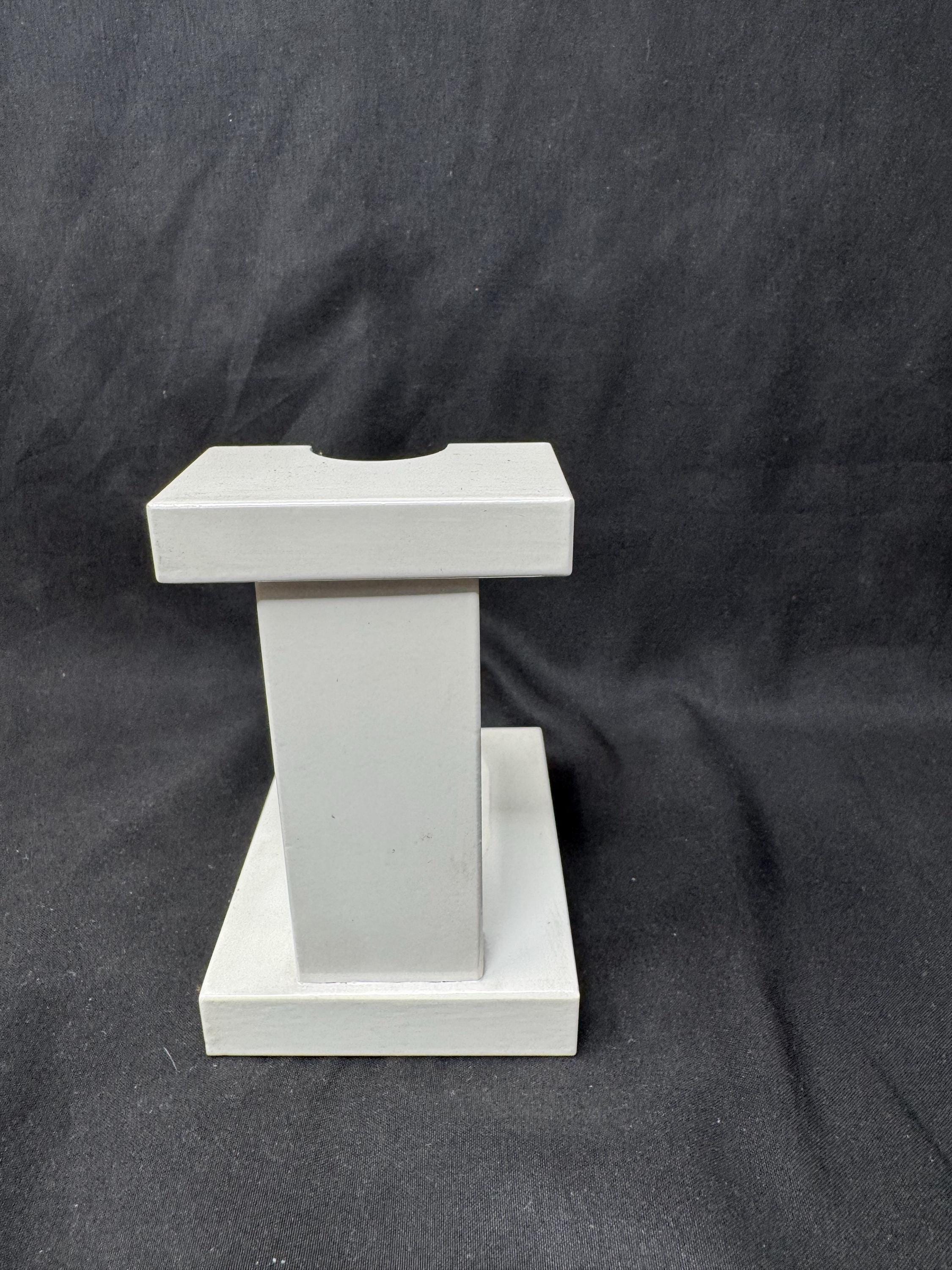 Mid-Century Modern Solitaire Pipe Stand - NOS Ivory White Glass Finish Architectural Display 6