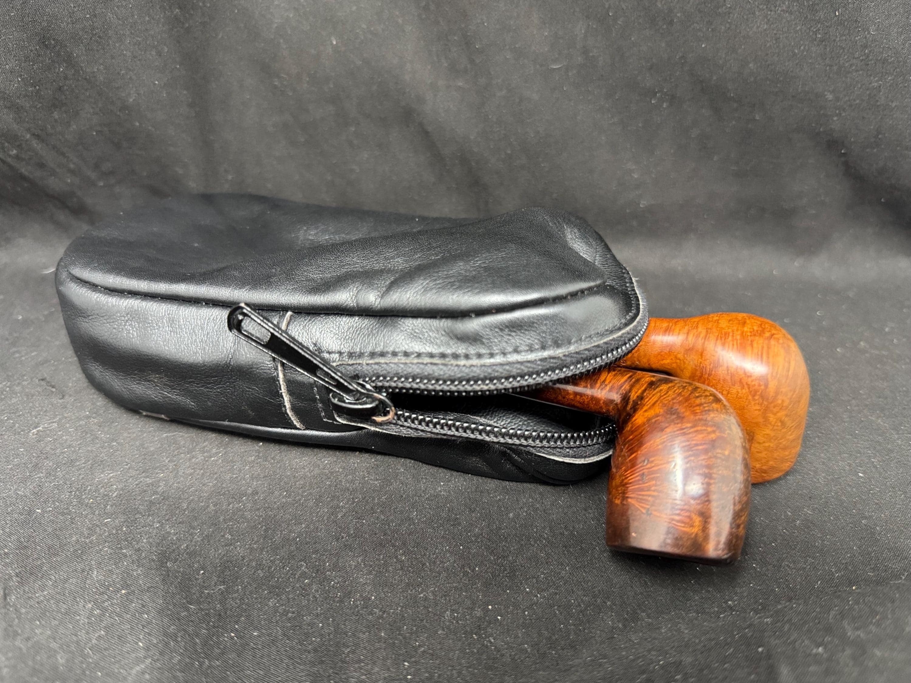 Leather Pipe Bag for 2 Pipes, Tobacco Tin & Accessories.SKU-062