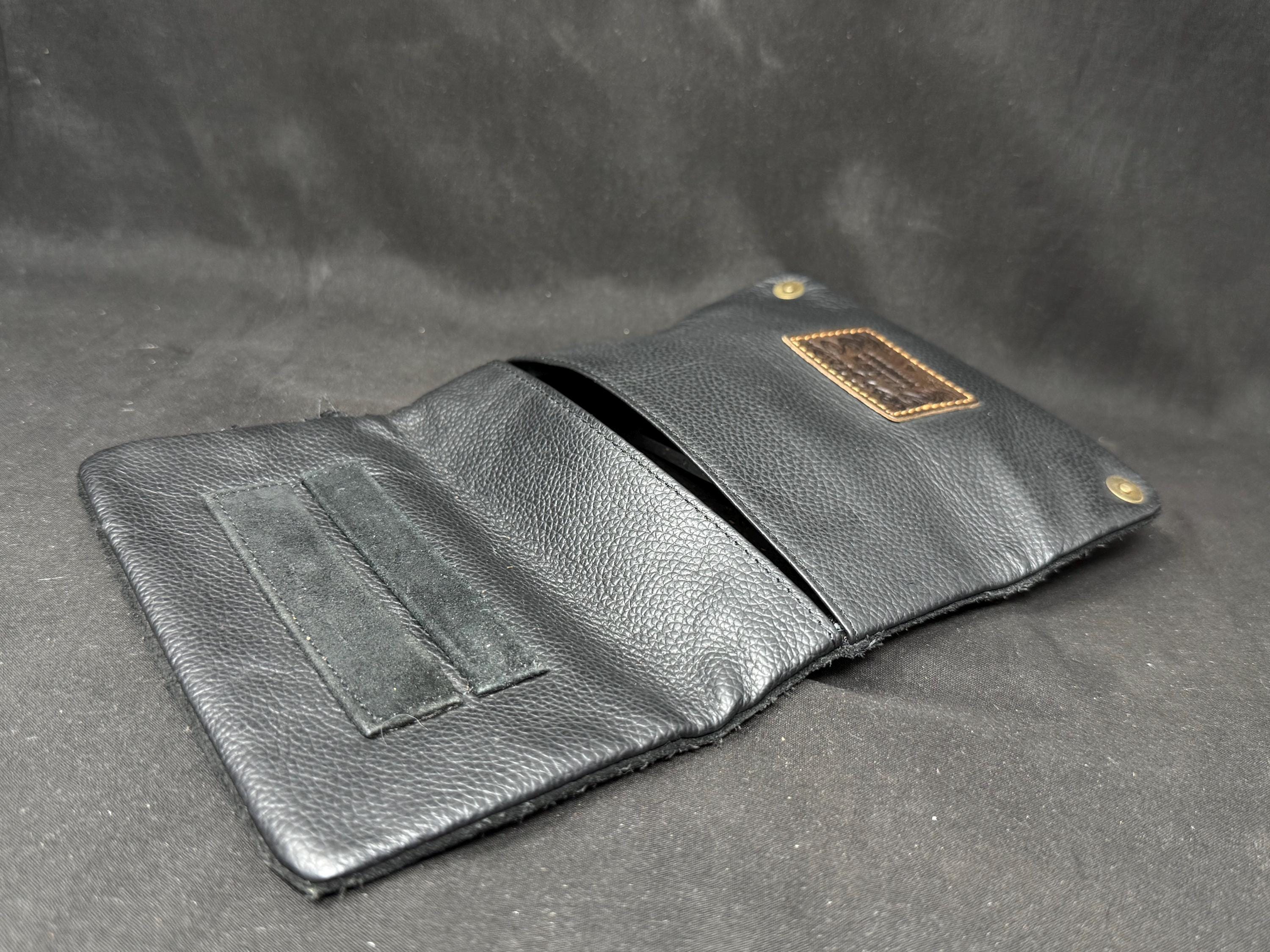 Vintage German Leather Tobacco Pouch with Brass Buttons and Tool Pockets 8