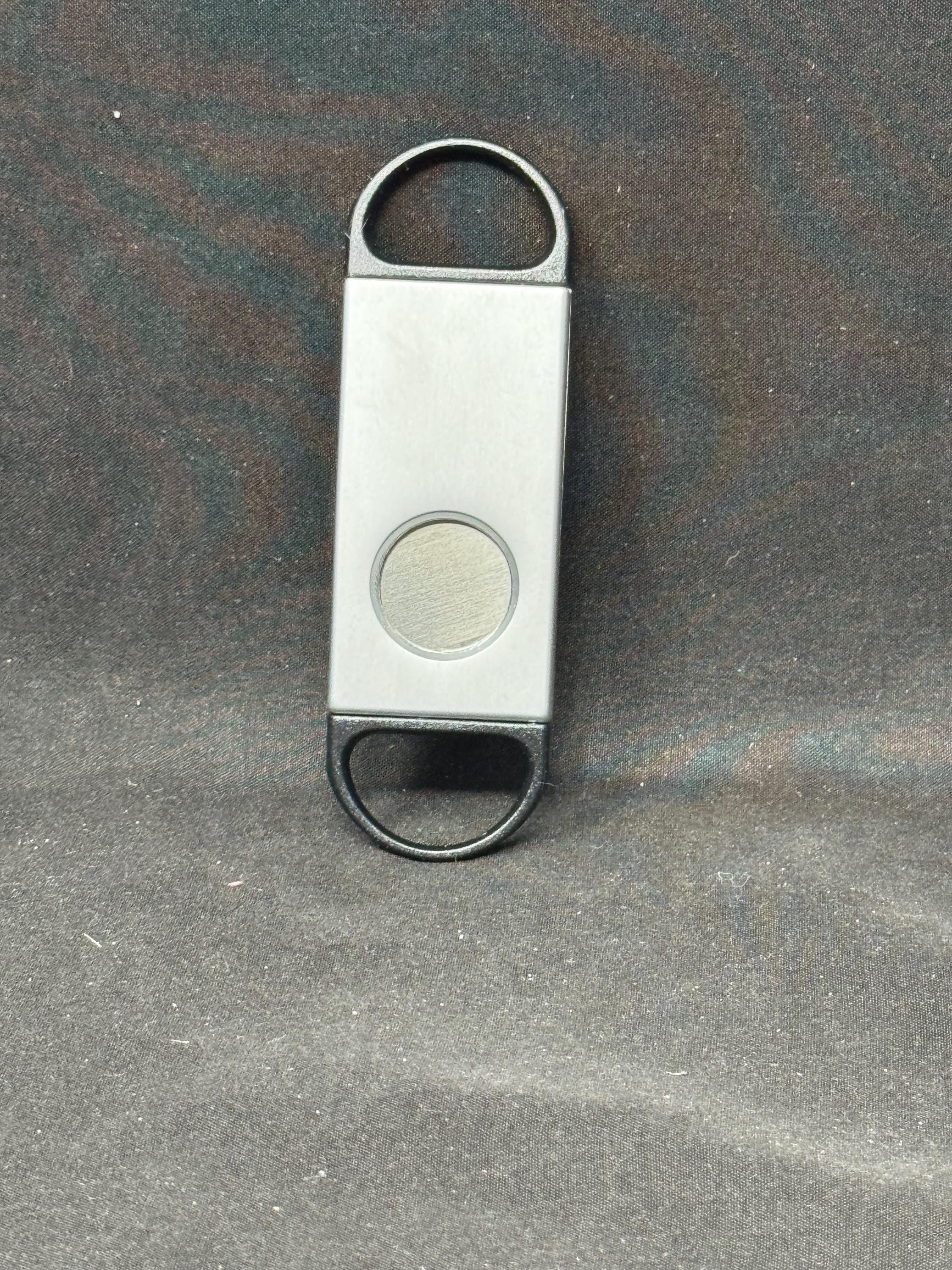 Mid-Century Translucent Blue Guillotine Cigar Cutter | 3-Inch Space-Age Design