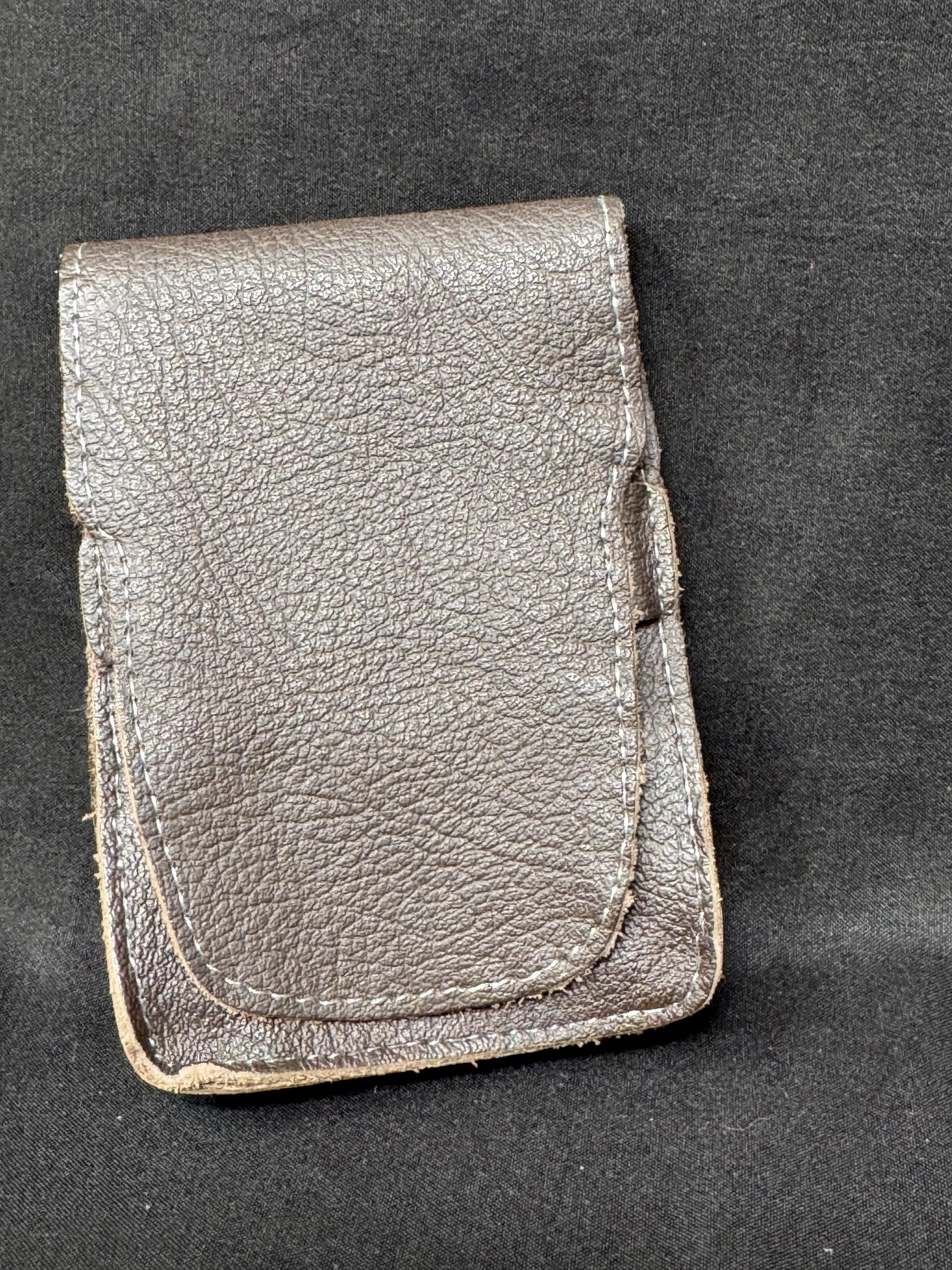 Vintage German Leather Cigarette Pack Holder - Natural Minimalist Strap Closure NOS 2