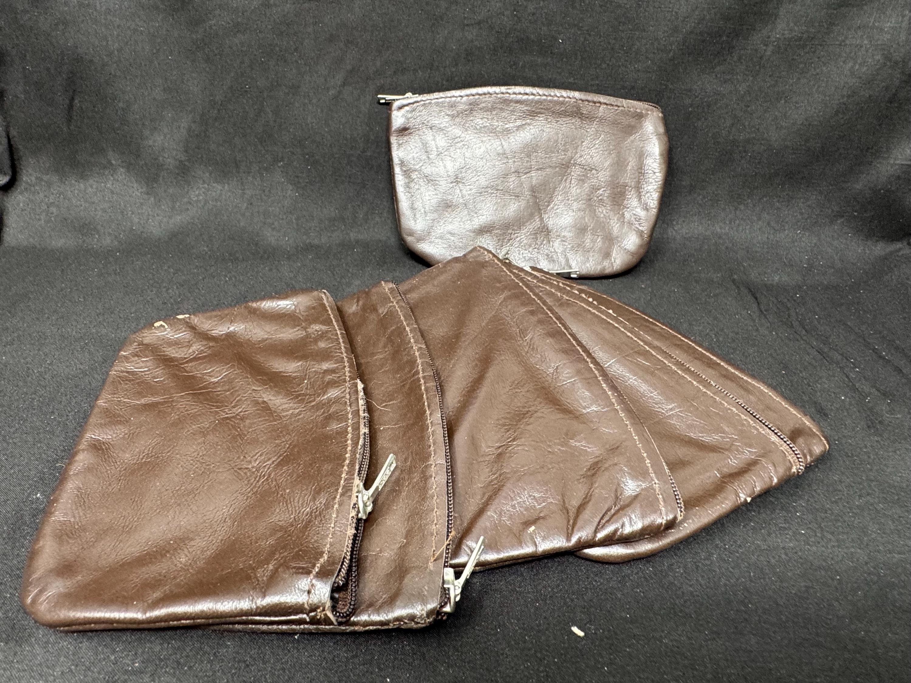 Vintage German Leather Pouch | Velvet Brown Zippered Envelope.SKU-163 4