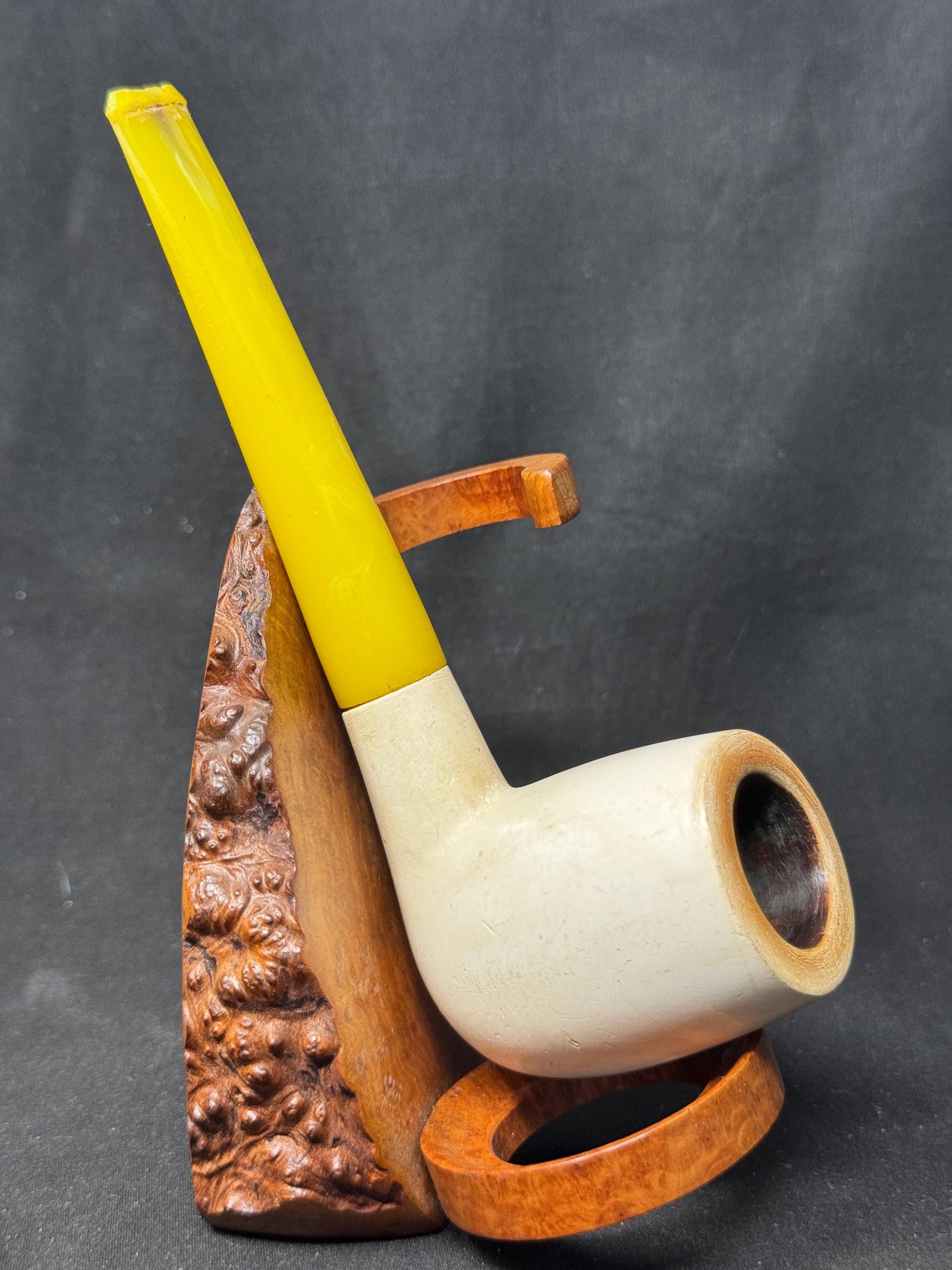 Antique Straight Billiard Meerschaum Pipe, Amber Stem, Unsigned c.1900 5