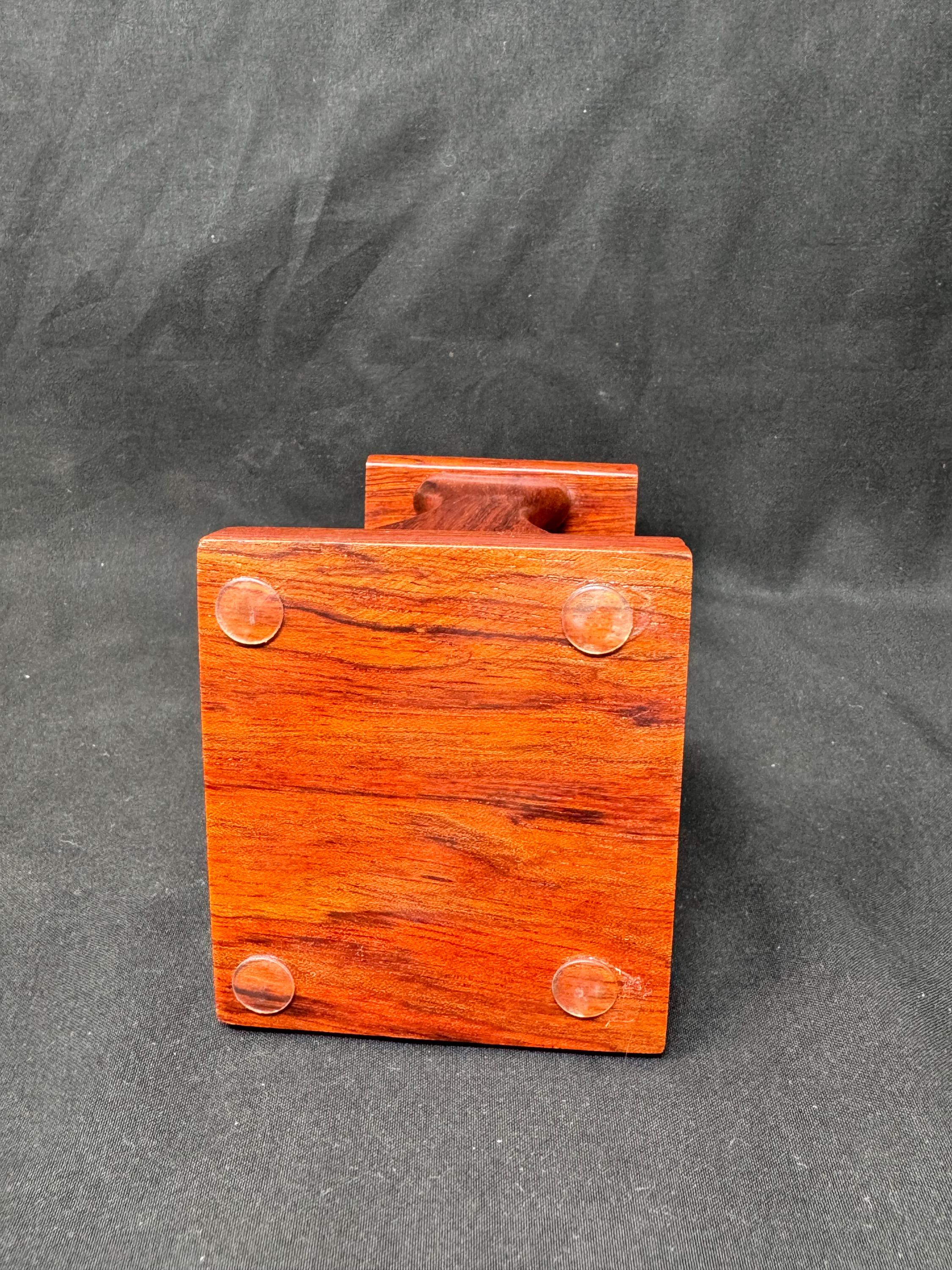 Mid-Century Modern Solitaire Pipe Stand | Mahogany & Glass NOS Display Rack 10