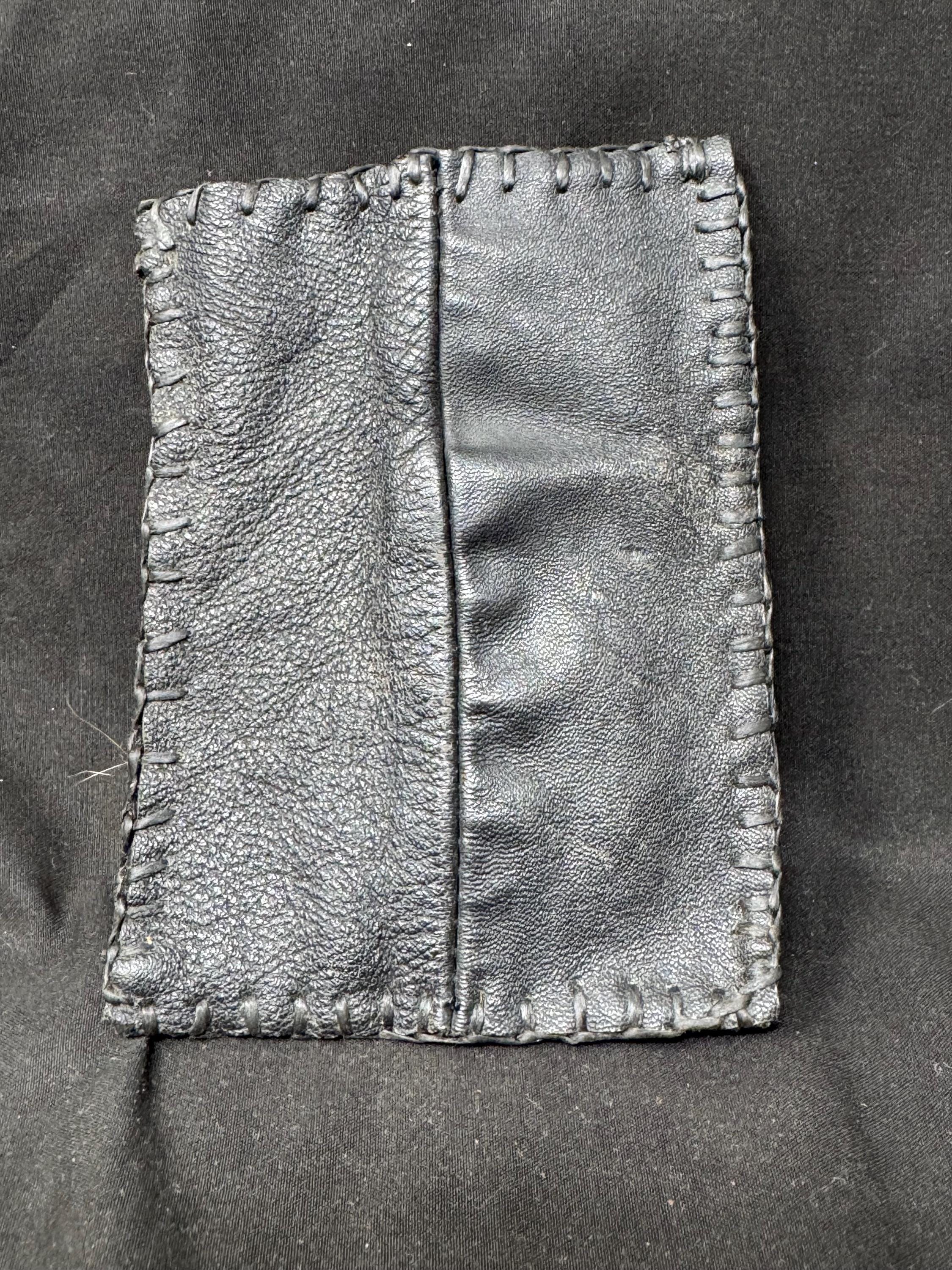Medieval Girdle Pouch, 14th-16th Century Style - Black Leather, Jeans Button 5