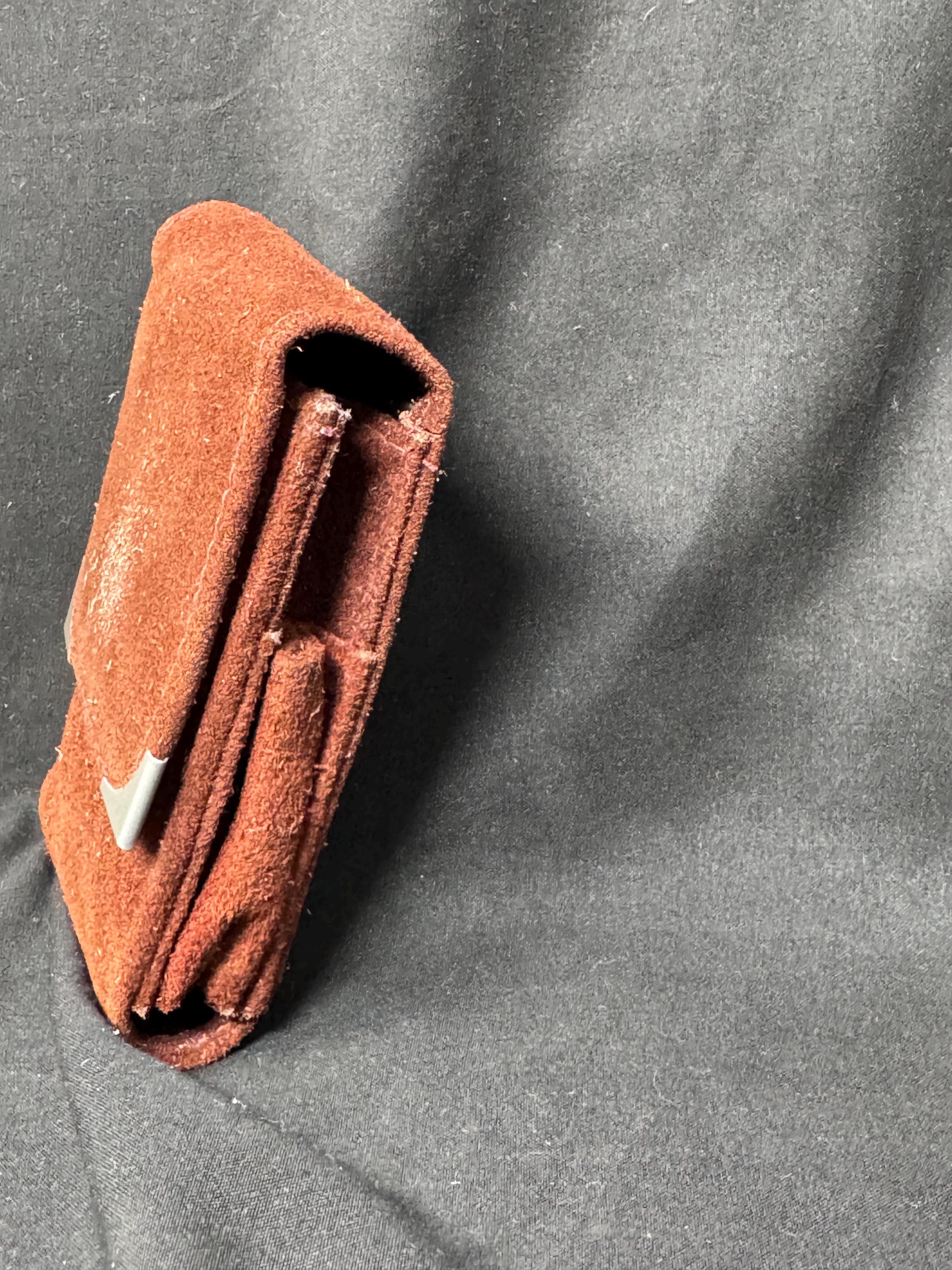 German Leather Cigarette & Lighter Set, Brass Star Detail, NOS c.1970s 5