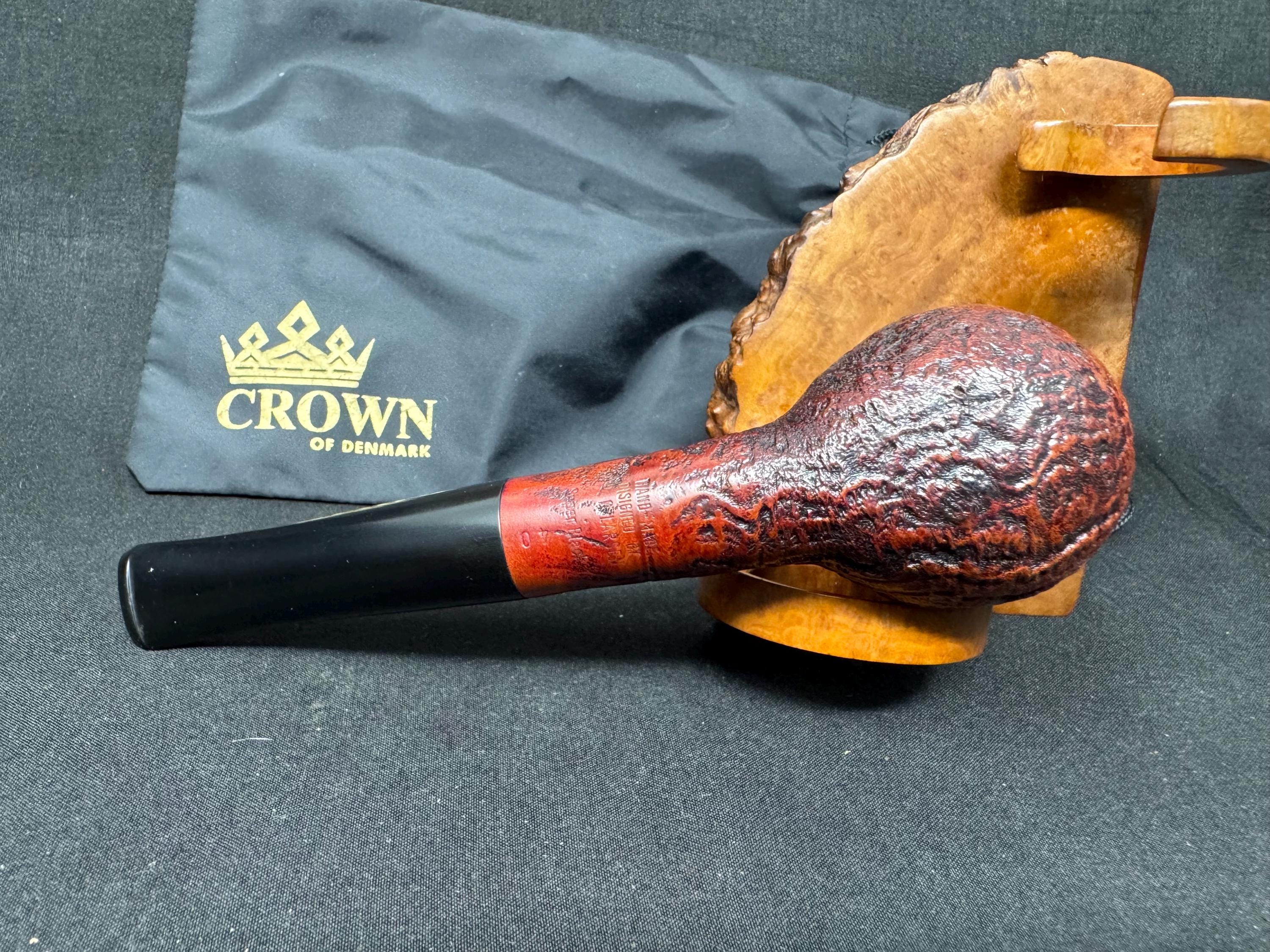 Rare W.Ø. Larsen Handmade Super Black Sandblasted Straight Billiard (Shape 40) – Large Chubby Shank, Danish Golden Era Estate Pipe.(SKU-264) 4