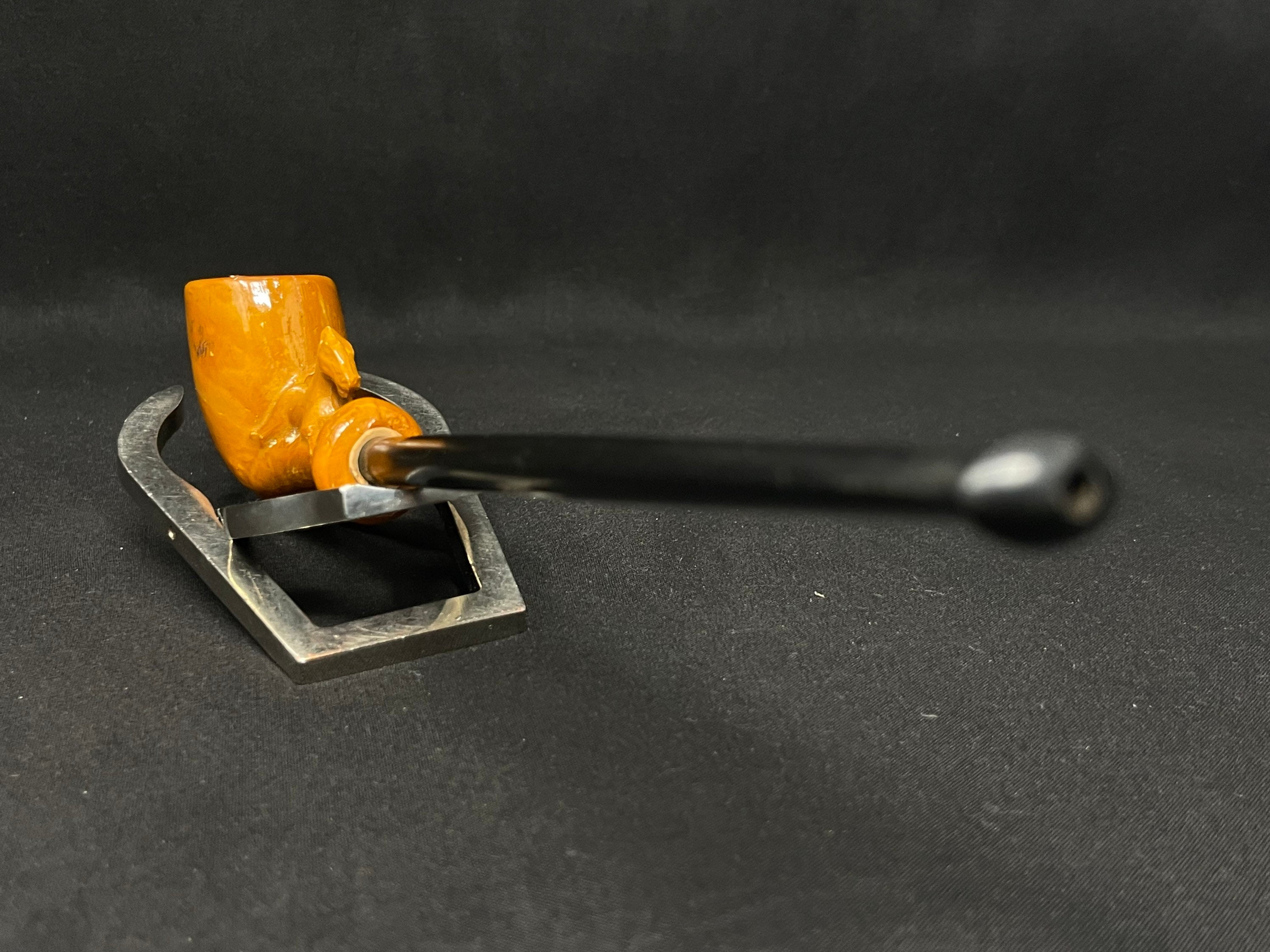 French Ceramic Mini Churchwarden Straight Billiard, Vulcanite Stem, Unsmoked 6