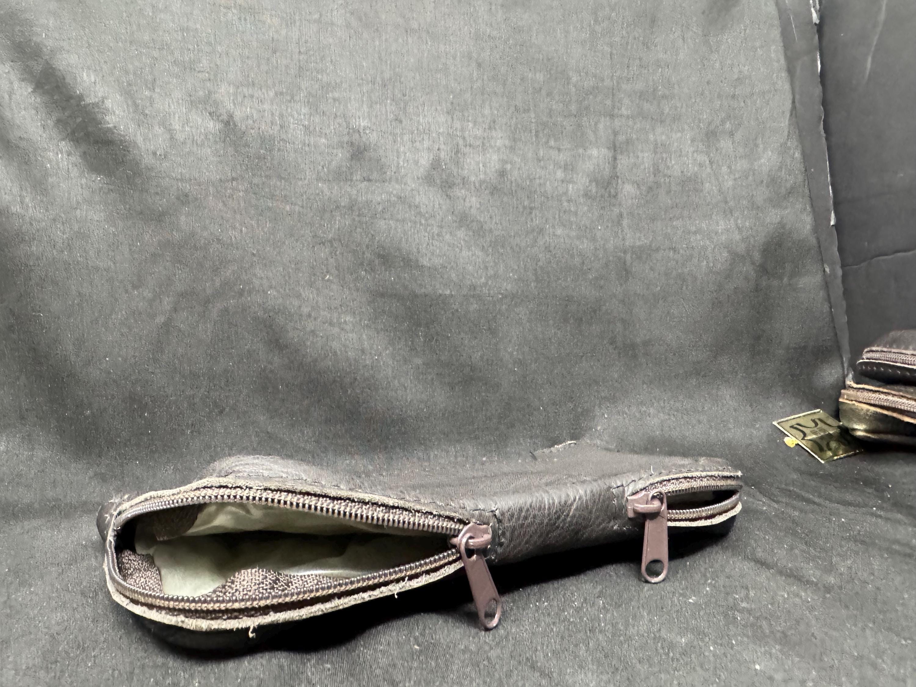 Vintage German Leather Dual-Compartment Pipe & Tobacco Carrier, Tunnel-Access Design 4