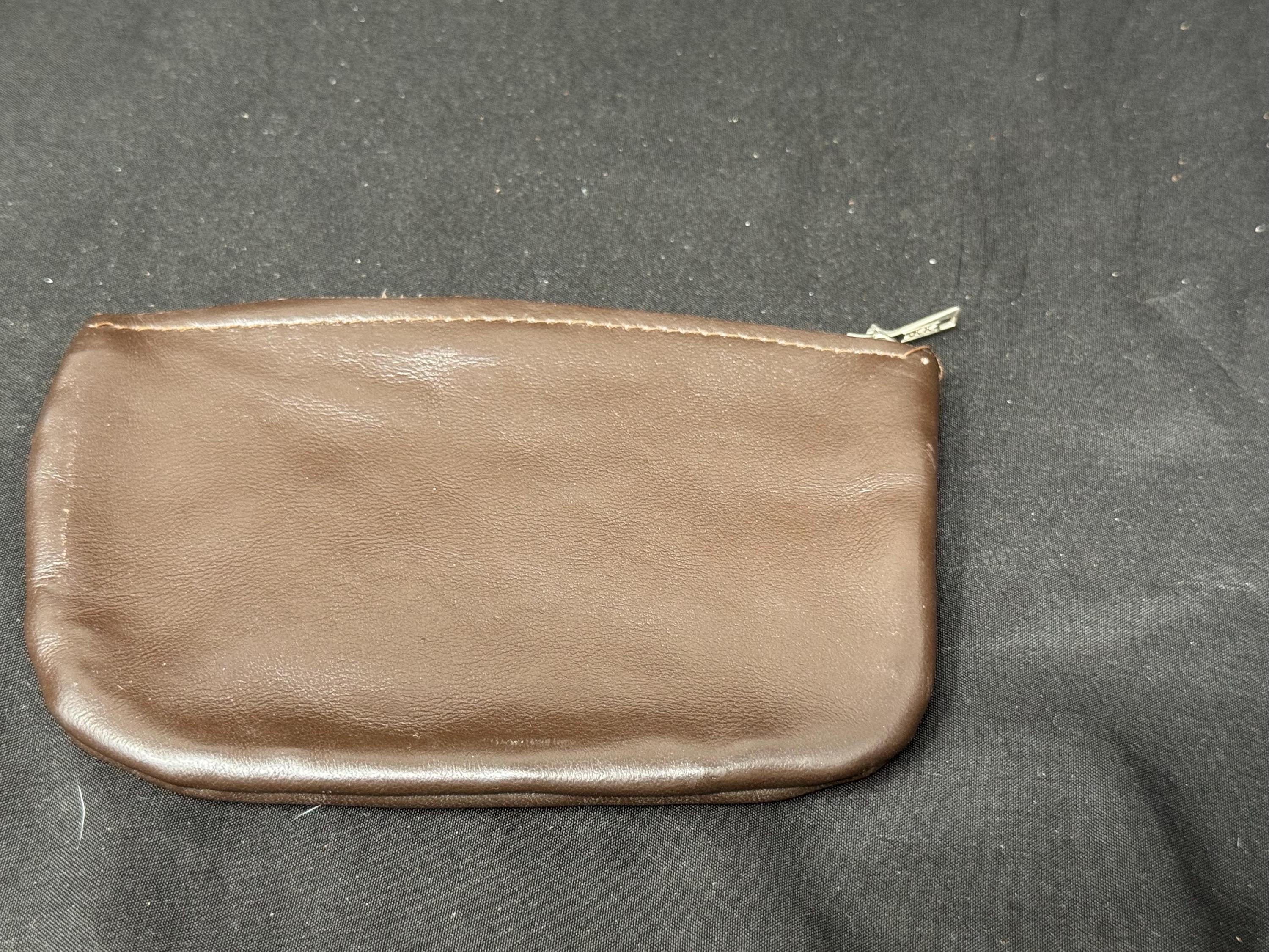 Vintage German Leather Pouch | Velvet Brown Zippered Envelope.SKU-163 7