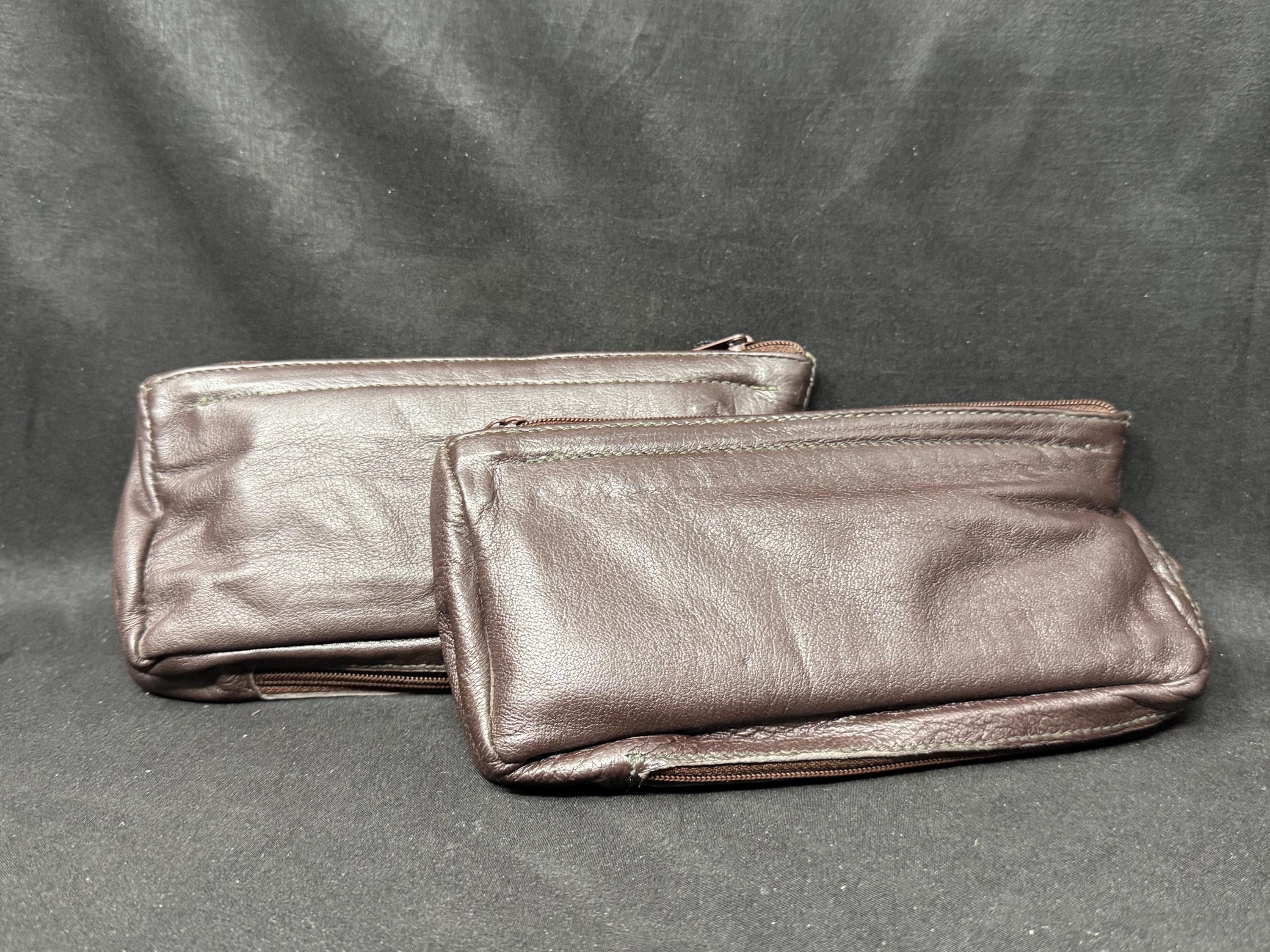 Vintage German Leather Dual-Compartment Pipe & Tobacco Pouch NOS, circa 1960s-1980s