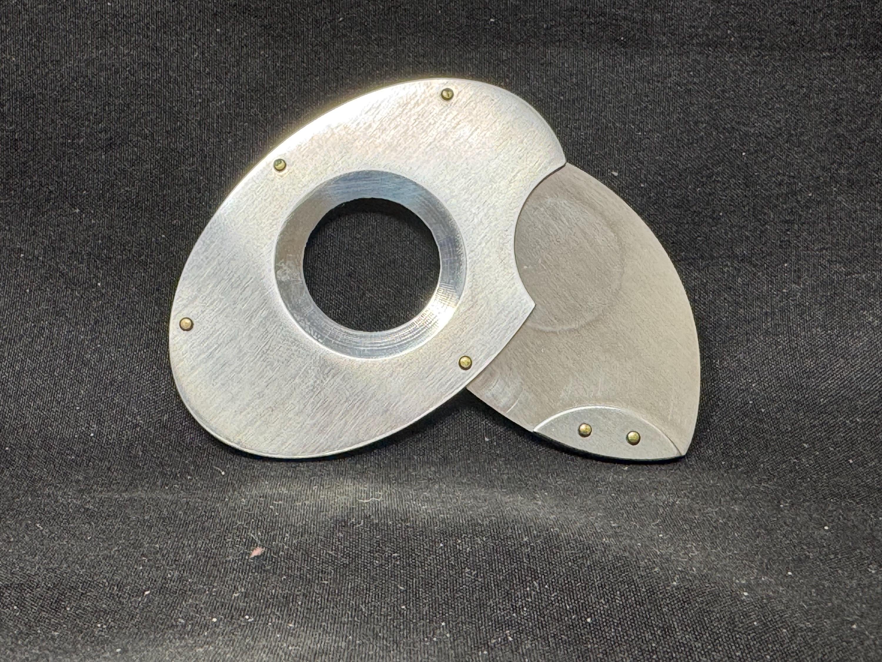 Oval Metal Cigar Cutter, Stainless Steel Finish, Copper Accent Screws 5