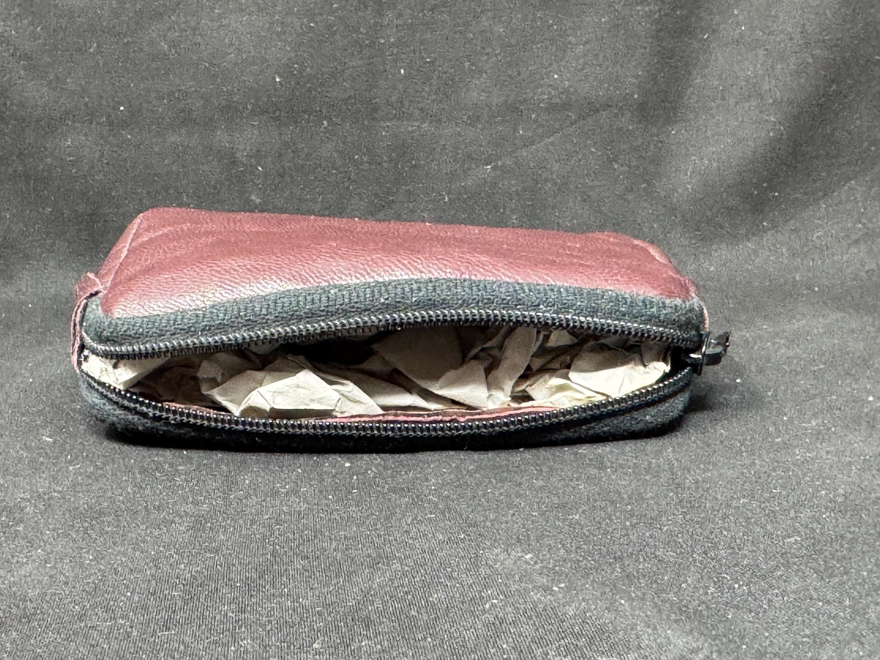 Vintage German Leather Tobacco Pouch | Slim Zippered Envelope, Coffee Brown 5