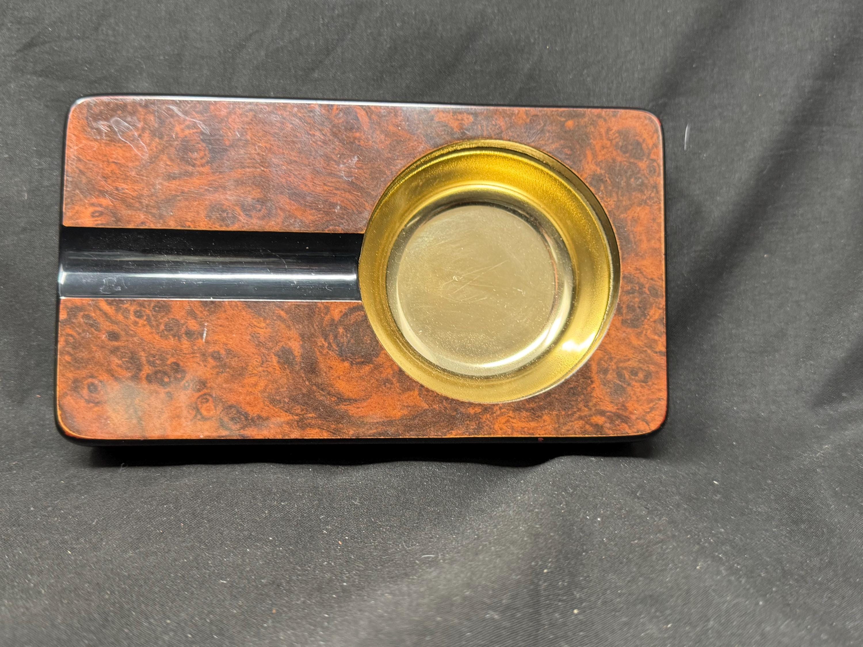 Mid-Century Modern Brass and Wood Cigar Ashtray, c. 1940s-1960s 5
