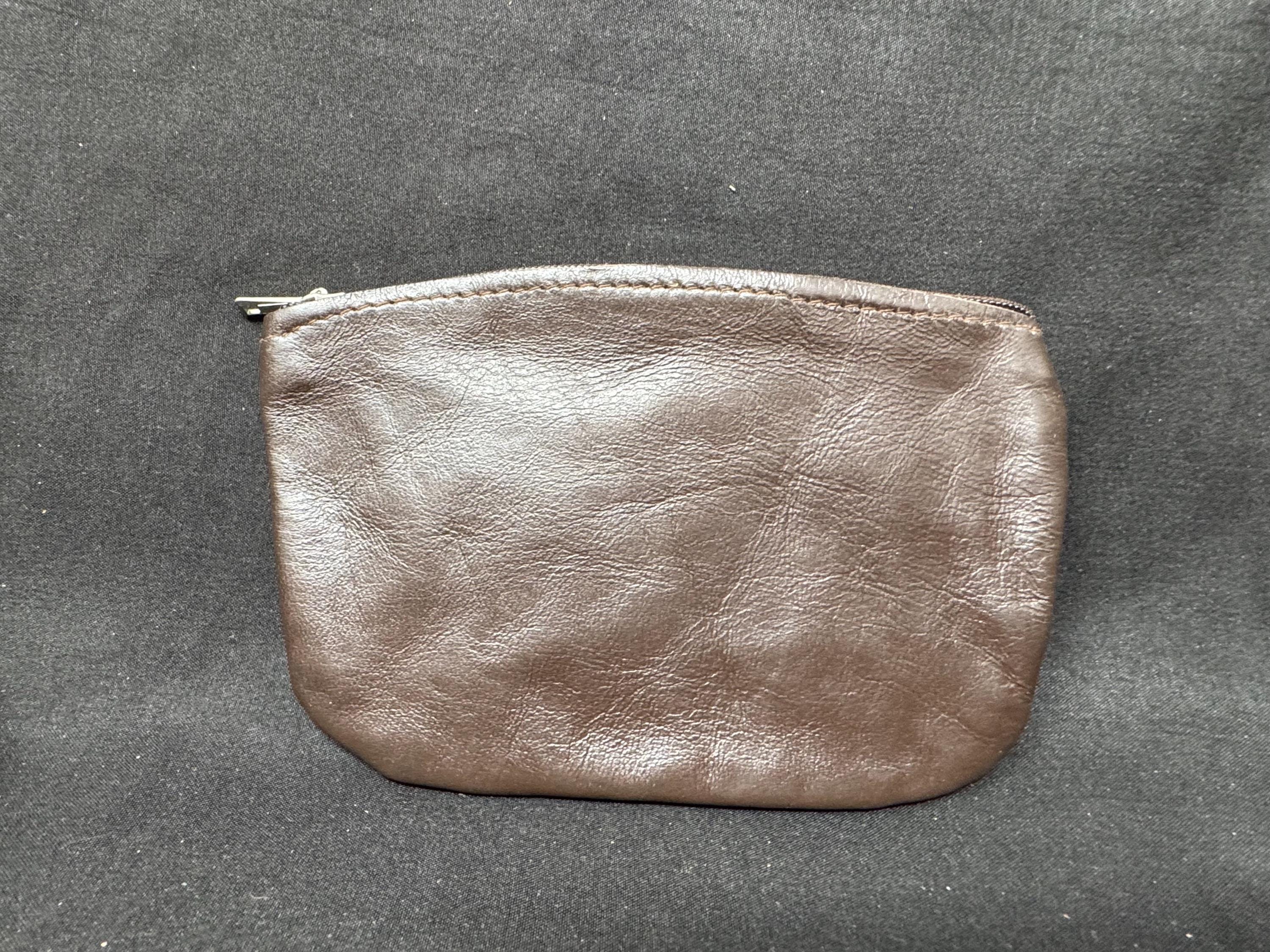 Vintage German Leather Pouch | Velvet Brown Zippered Envelope.SKU-163 6