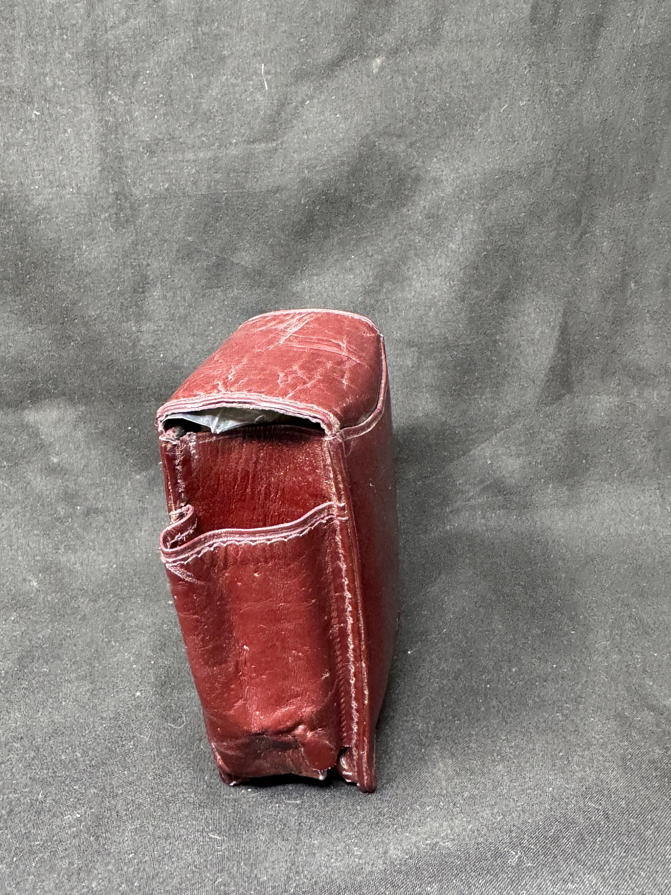 German Leather Cigarette & Lighter Case Set | Brass Star Detail | NOS 6
