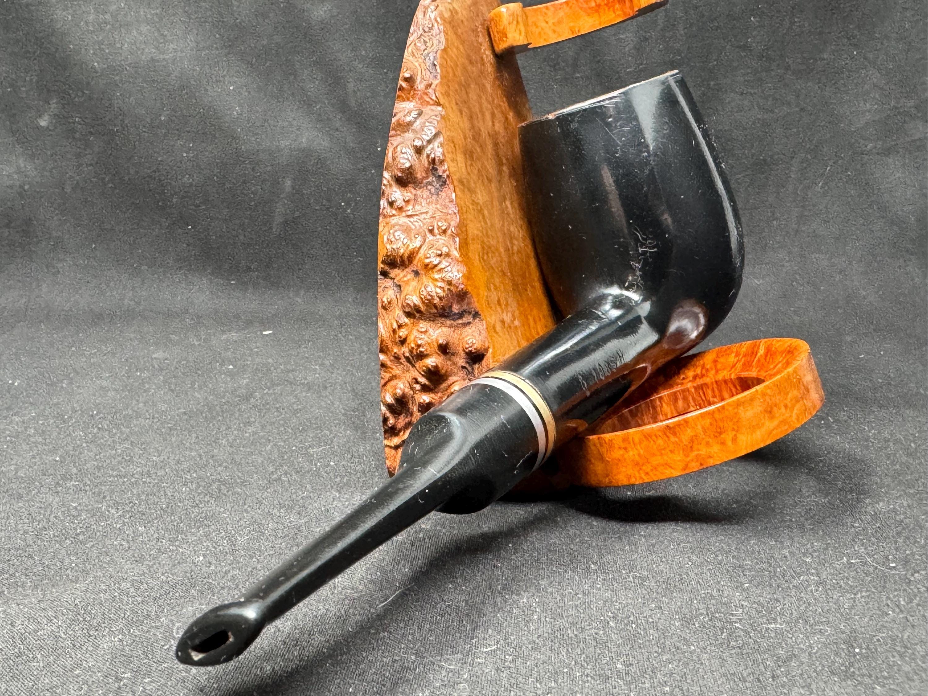 Big Ben Bi-Tone 108S-H Smooth Ebony Straight Billiard, Dutch Briar, Vulcanite Saddle Stem 7