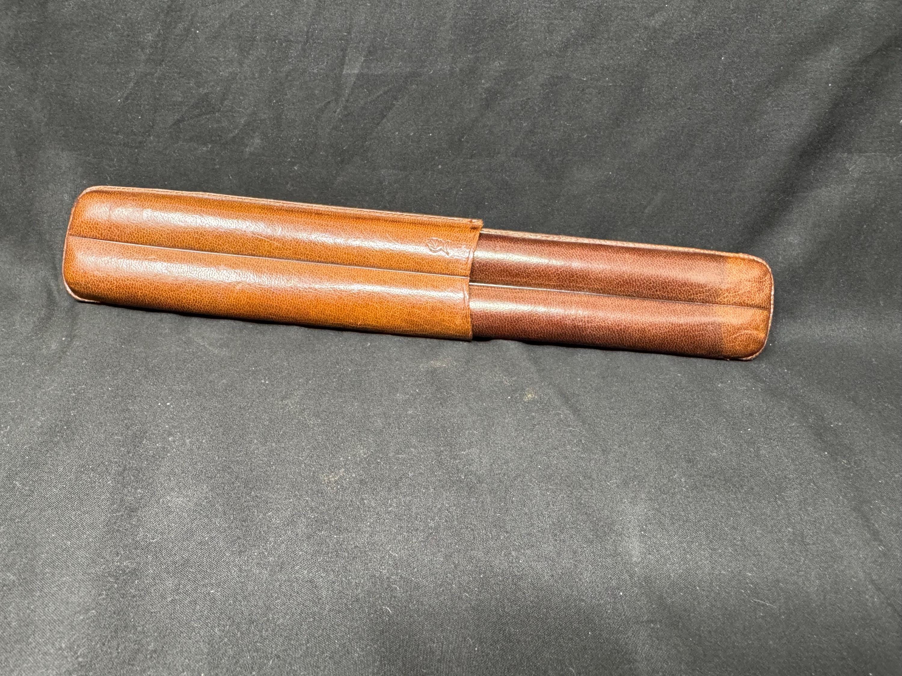 Spanish Vegetable-Tanned Leather Telescopic Cigar Holder, Two-Capacity, Made in Spain 6