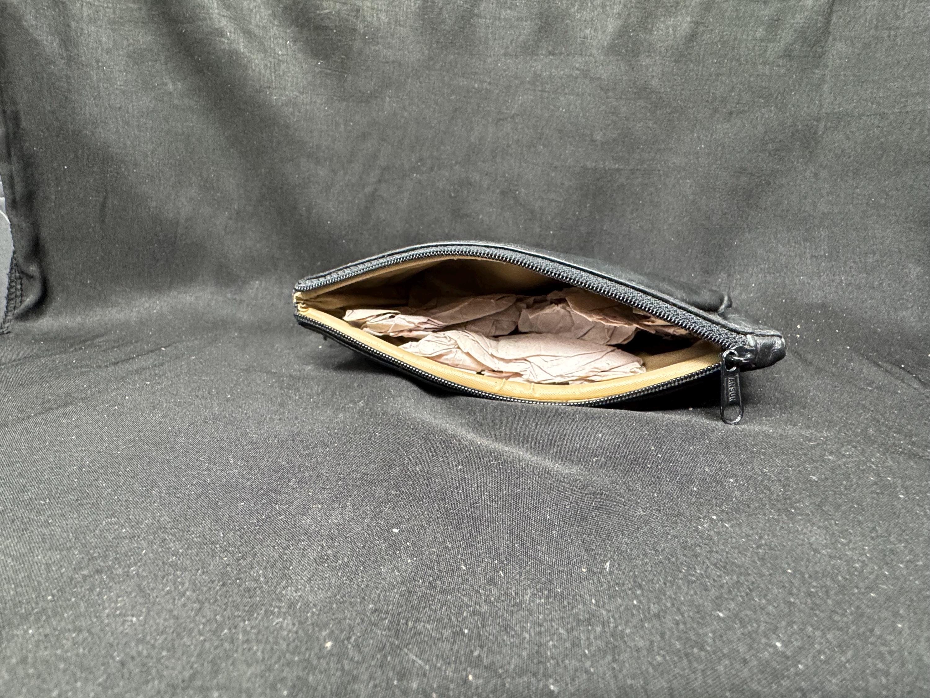 Vintage German Leather Pipe & Tobacco Pouch, Dual-Zipper NOS, c. 1980s-1990s 3